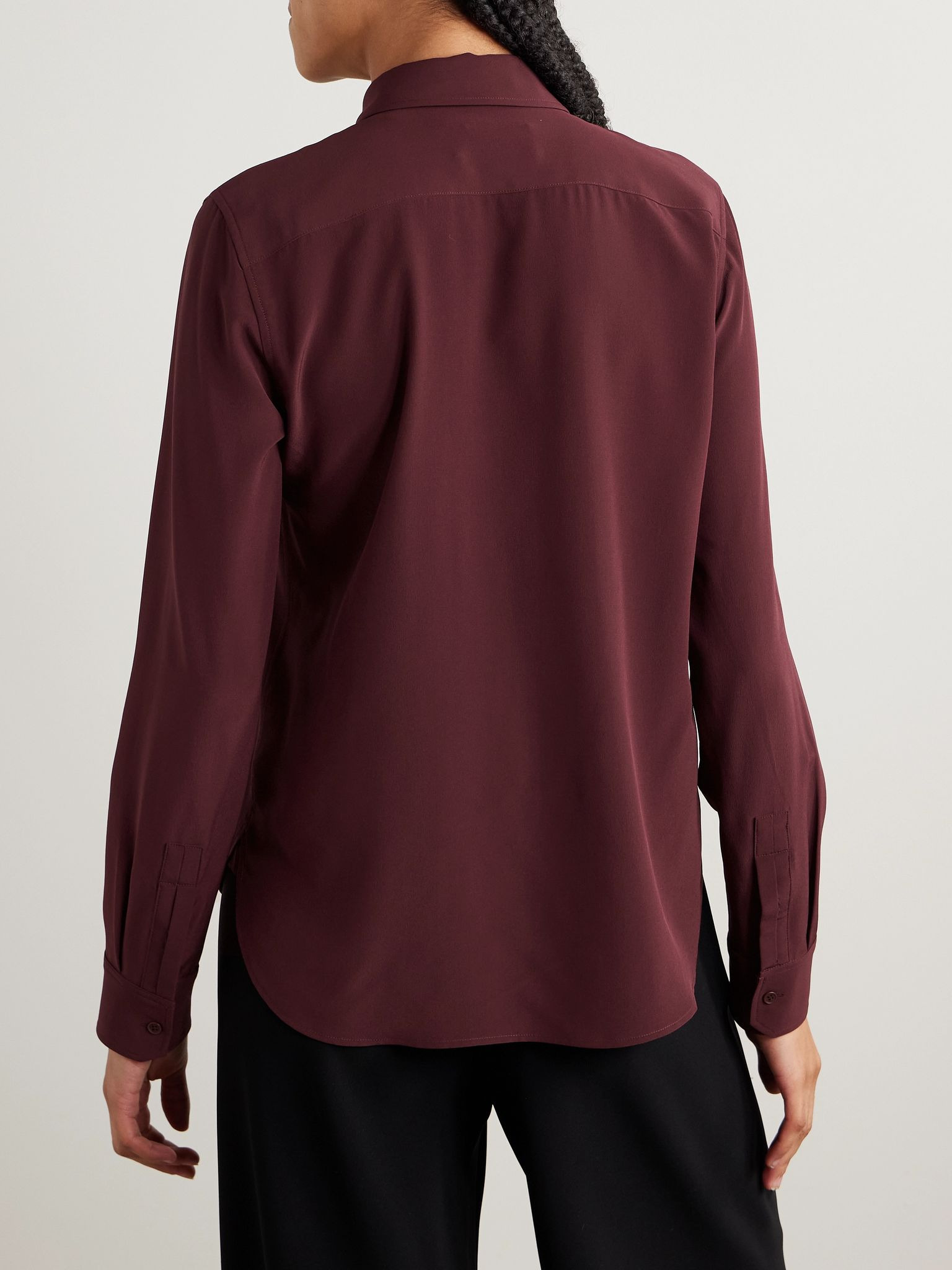 Gaia silk crepe de chine shirt Burgundy - 4