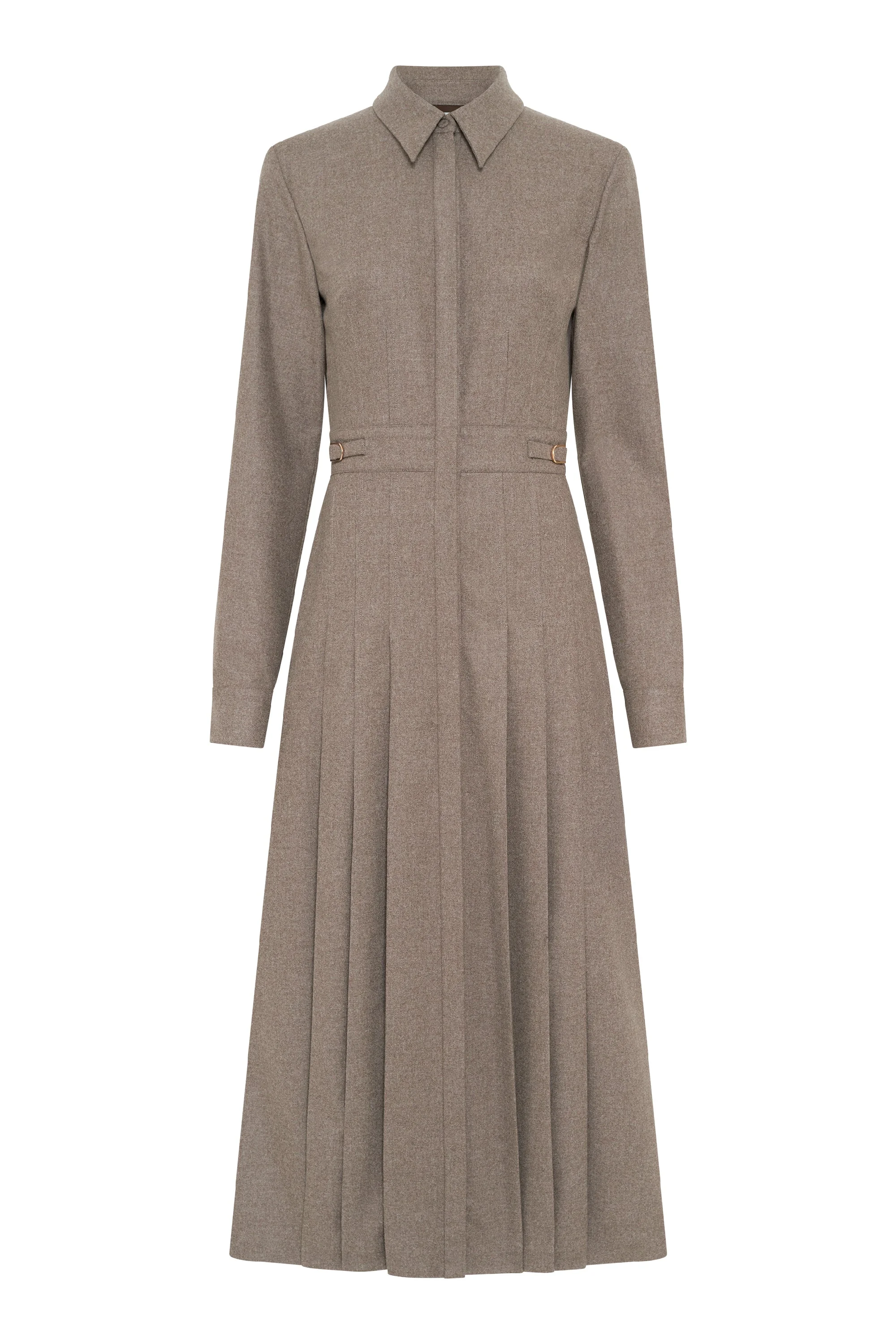 Ethel Shirtdress in Walnut Wool Cashmere Flannel - 1