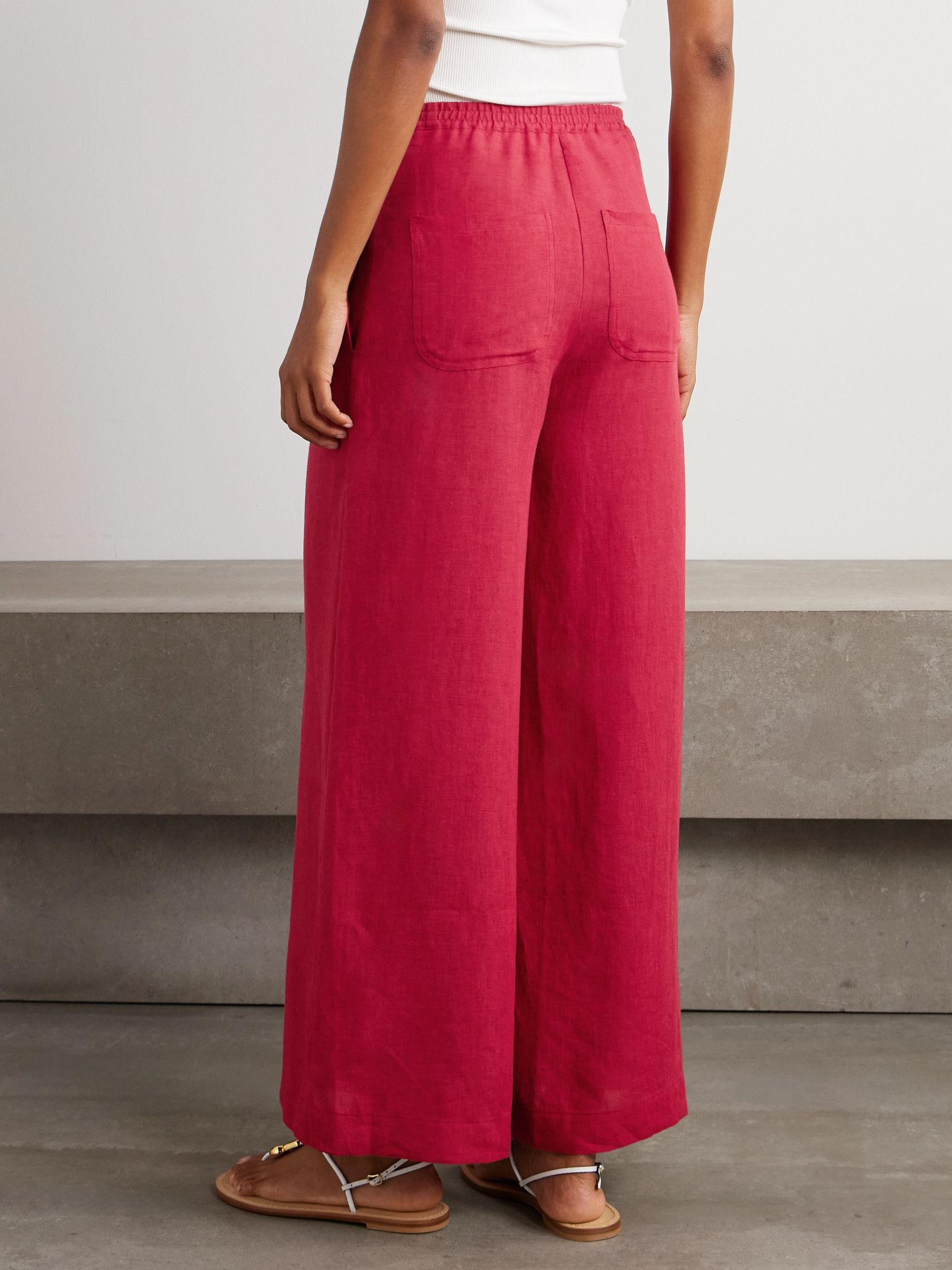 L'intemporel Select linen wide-leg pants Red - 4