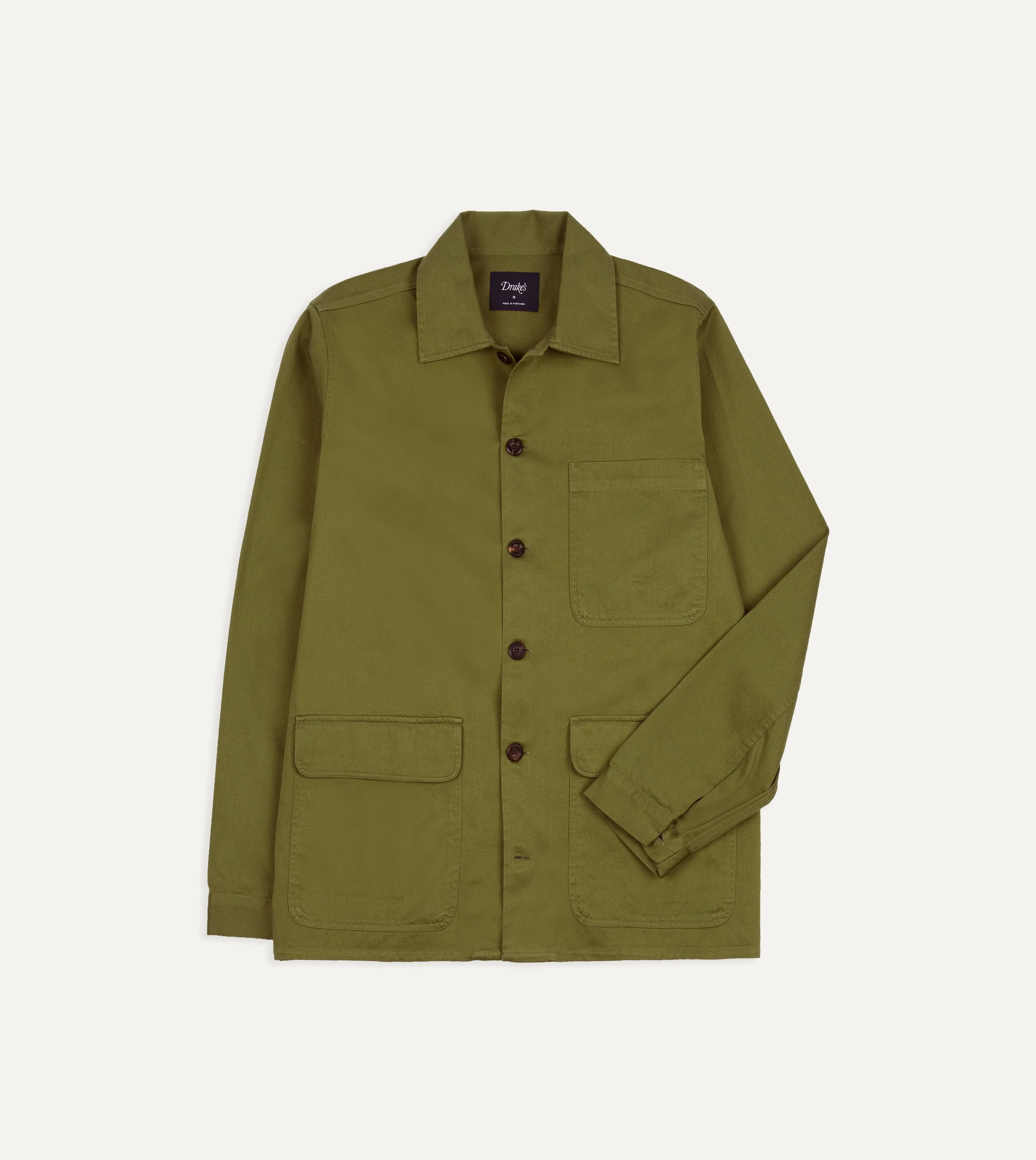 Green Cotton Twill Three-Pocket Overshirt - 1