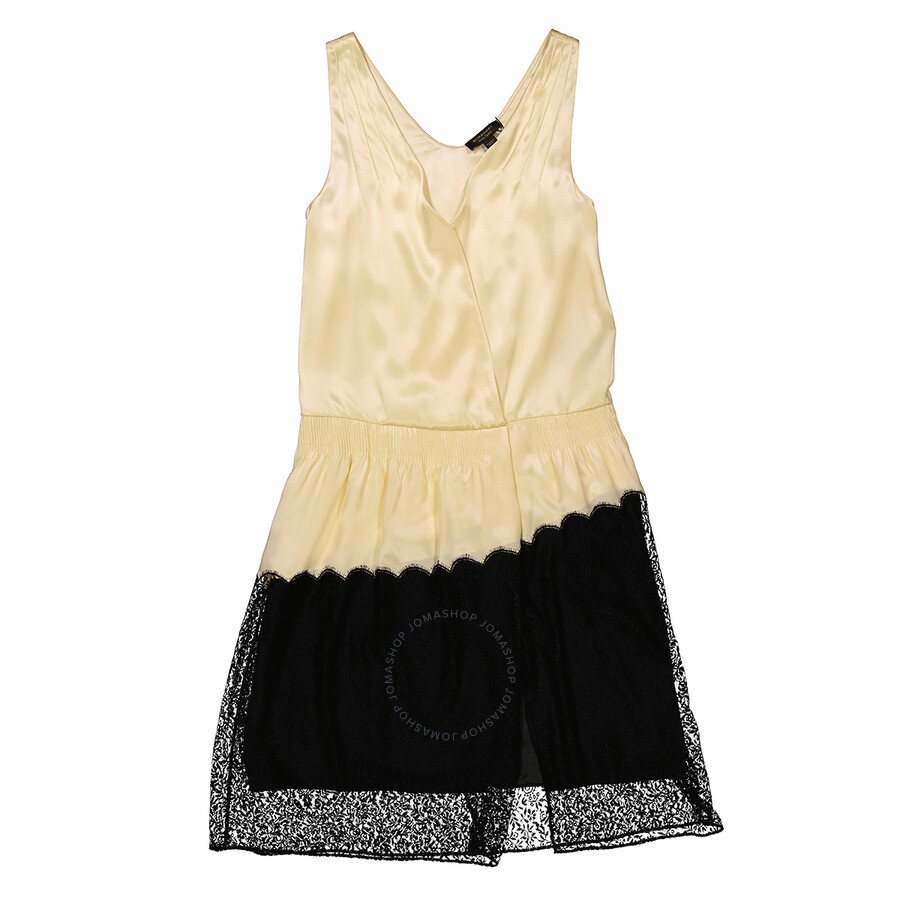Burberry Ladies Cream Silk Satin And Lace Sleeveless Dress - 3