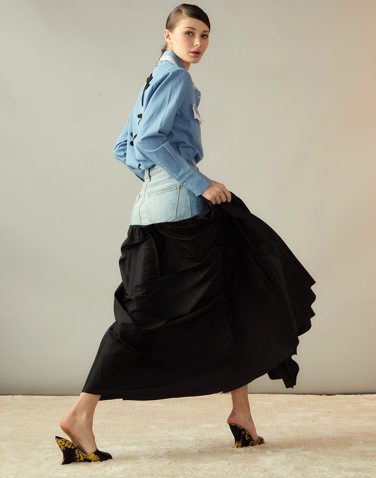 Denim Taffeta Skirt - 3
