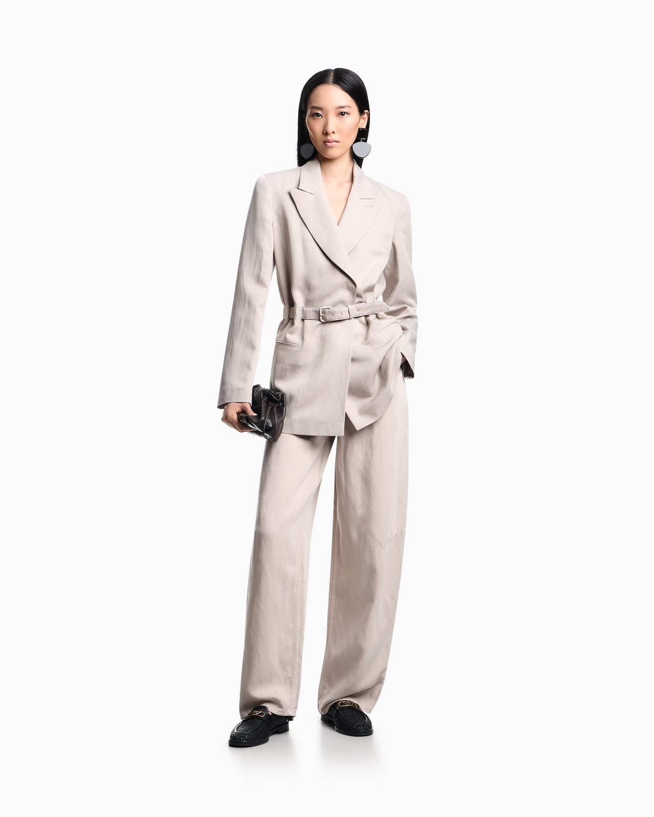 LINEN-BLEND BLAZER WITH BELT - 2