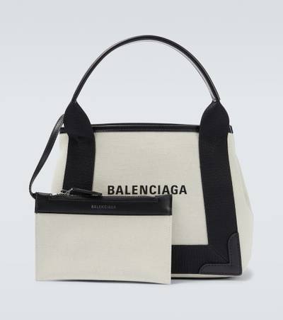 BALENCIAGA Cabas leather-trimmed canvas tote bag outlook