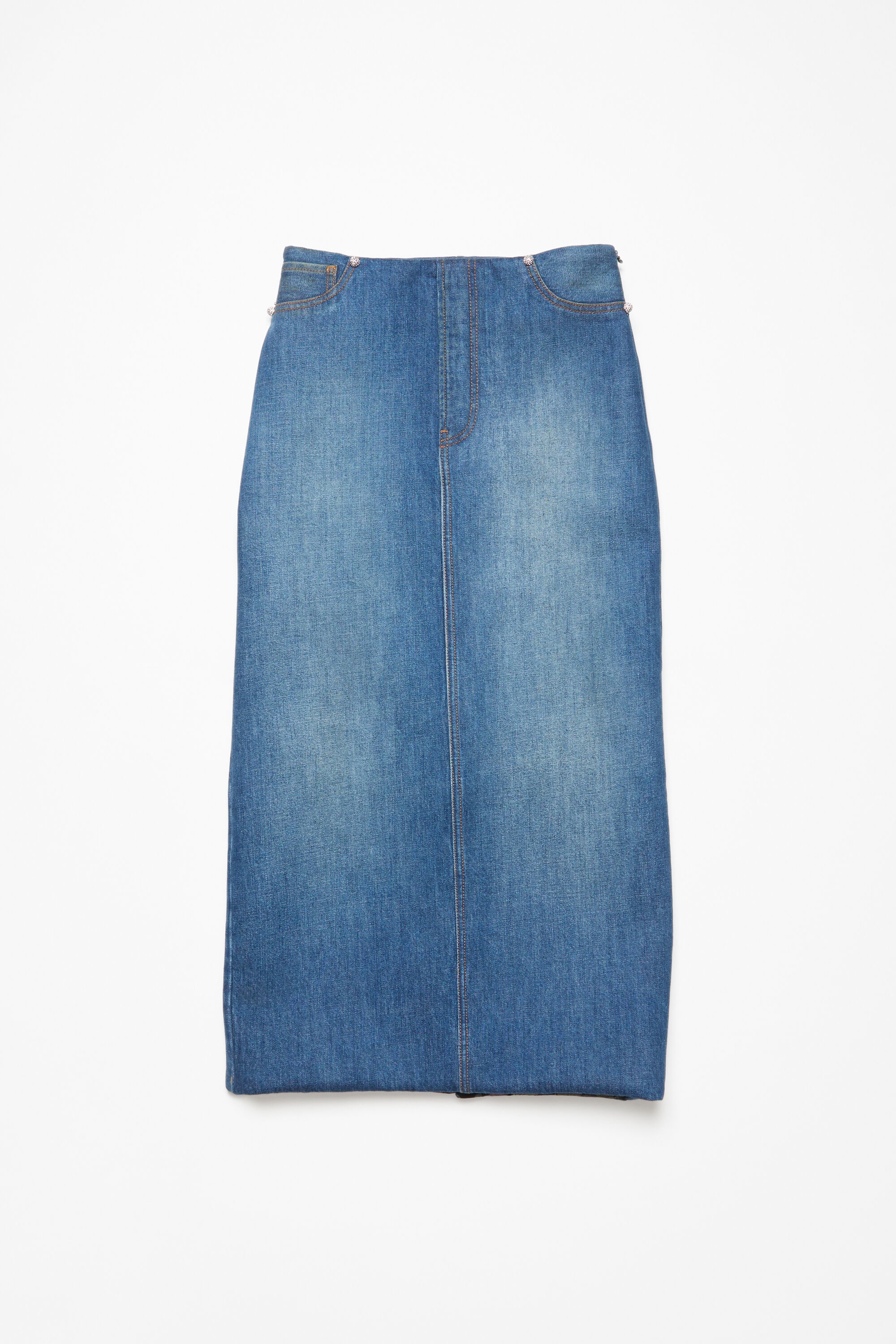Bonded denim skirt - Mid Blue - 5