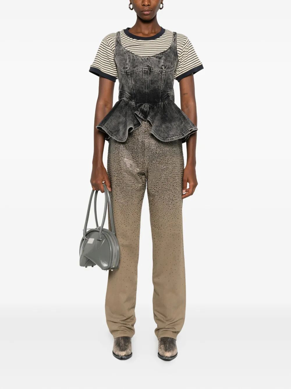 Golden Goose Women "Journey W`S" Pant Kim Cotton Denim Full Sky Wash With Crystall Degrade` - 5