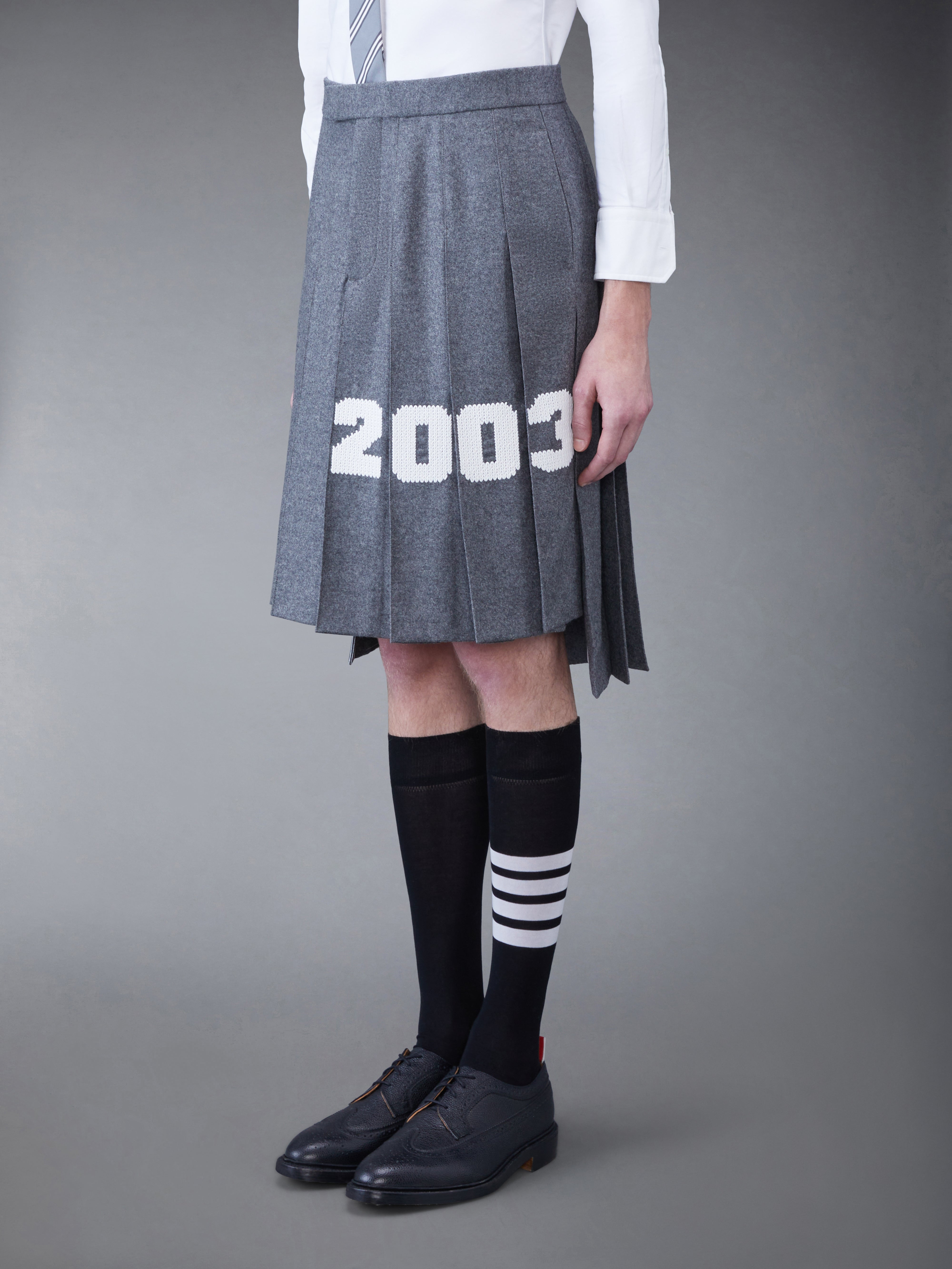 WOOL FLANNEL 2003 CLASSIC BACKSTRAP PLEATED SKIRT - 2