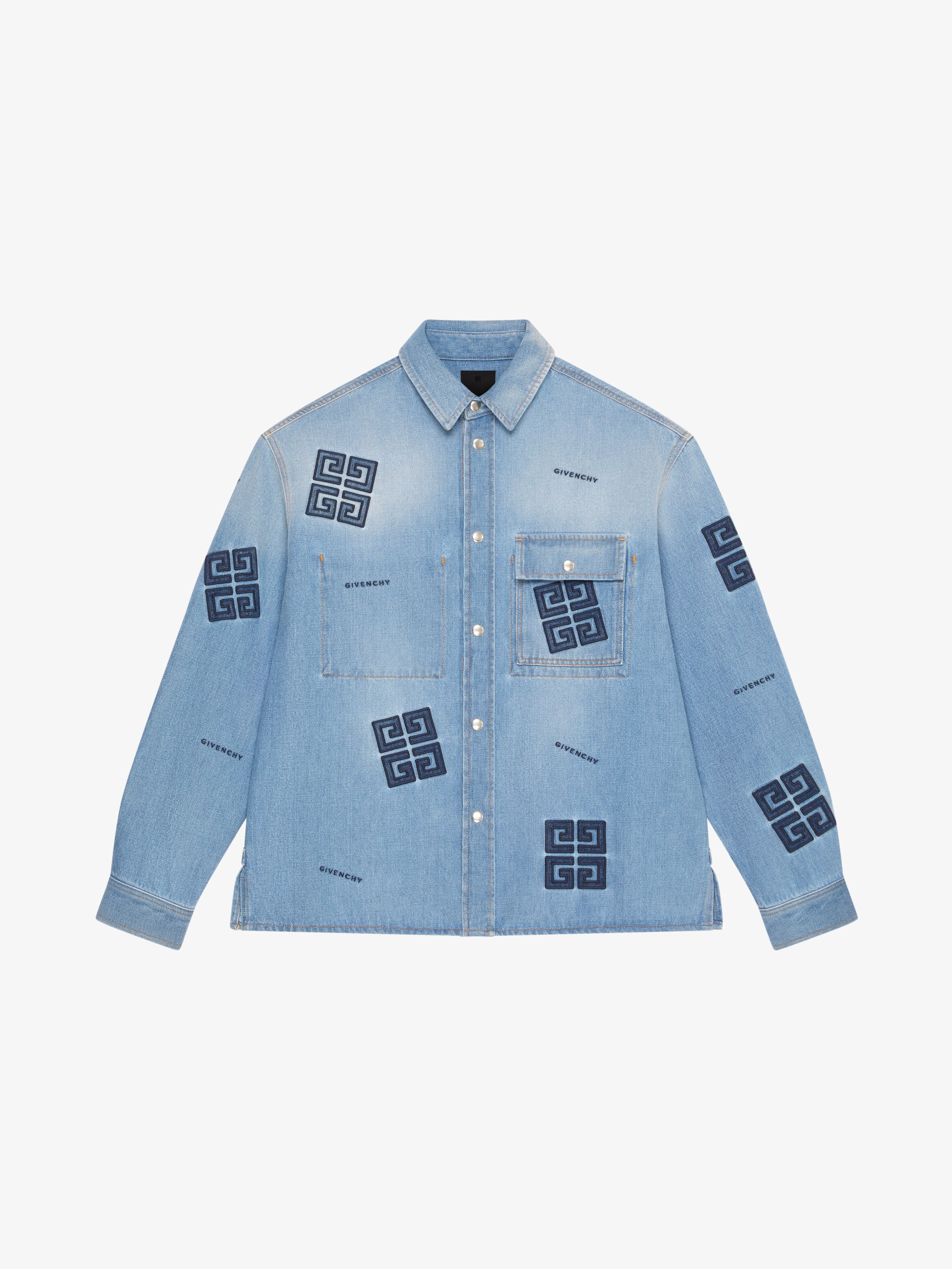 SHIRT IN 4G EMBROIDERED DENIM - 1