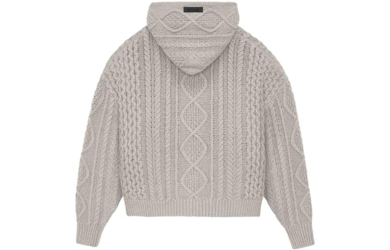 Fear of God Essentials FW23 Cable Knit Hoodie 'Silver Cloud' 192BT234392F - 3