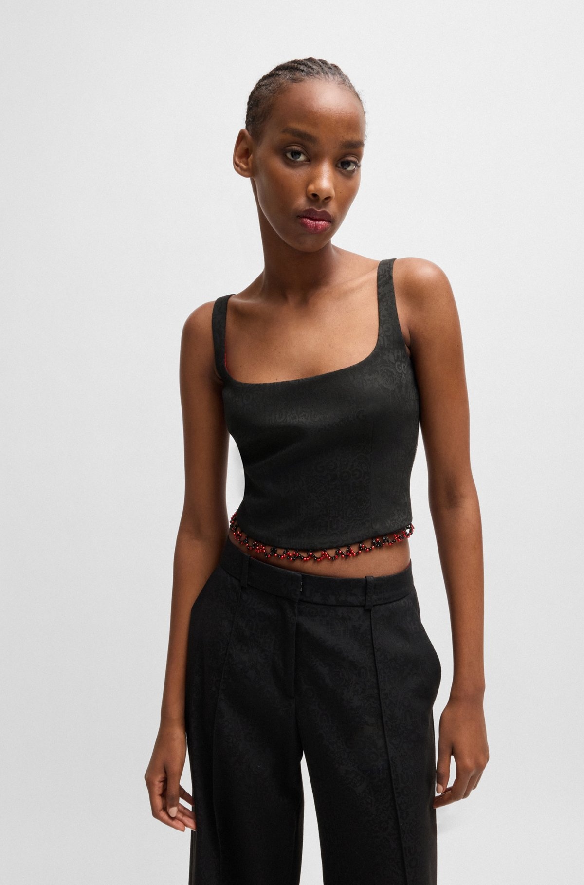 HUGO X LES BENJAMINS SLEEVELESS TOP WITH BEADED TRIM - 2
