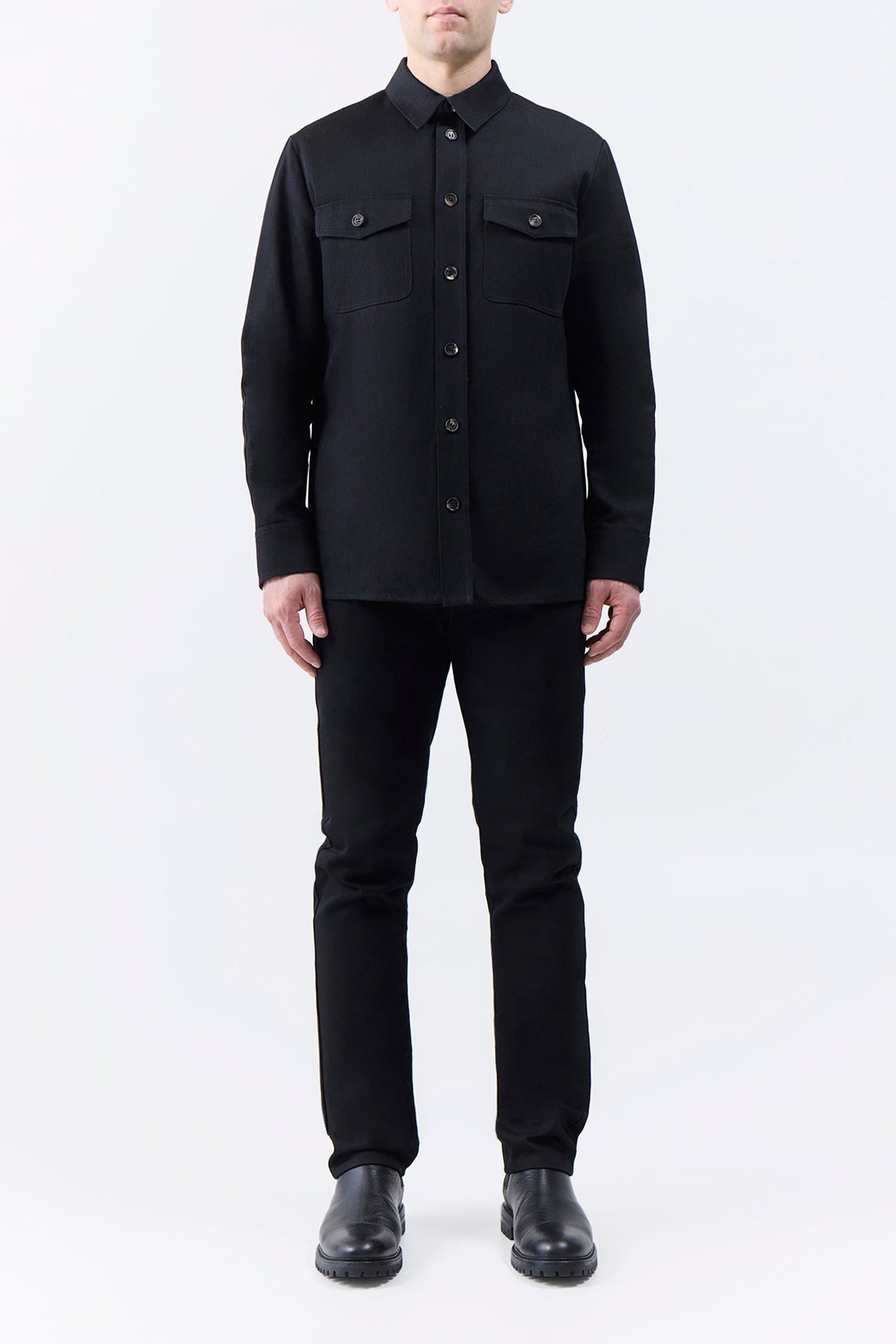 Everly Overshirt in Black Organic Cotton - 3