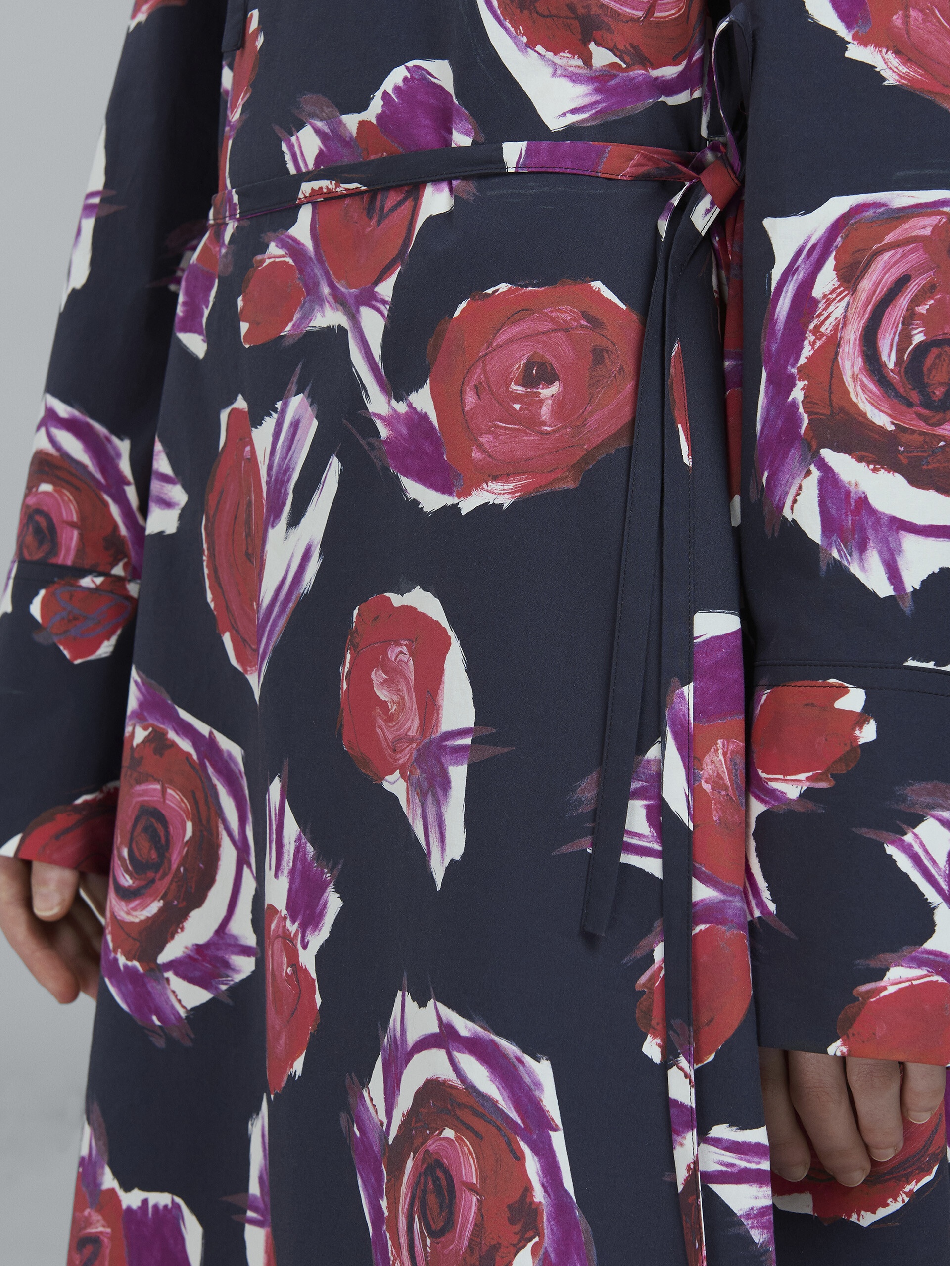 SPINNING ROSES PRINT POPLIN CHEMISIER DRESS - 5