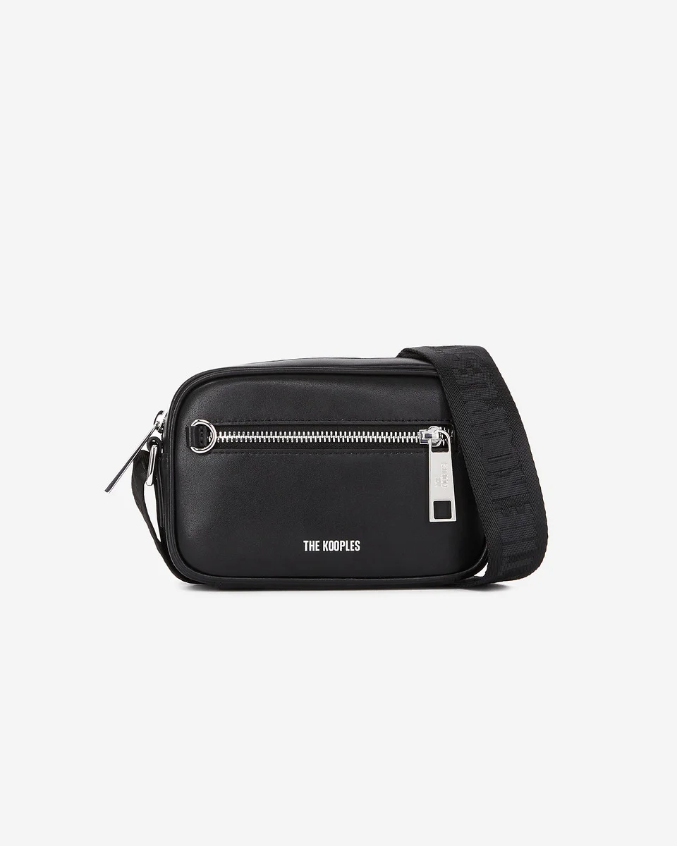 SMALL BLACK LEATHER MESSENGER BAG - 1