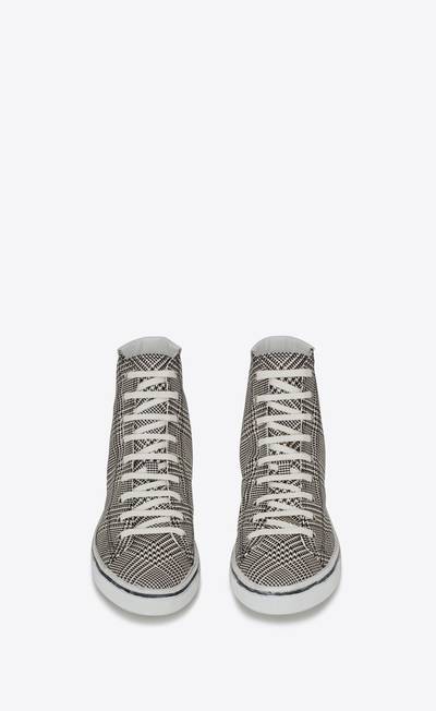 SAINT LAURENT malibu mid-top sneakers in canvas and leather outlook