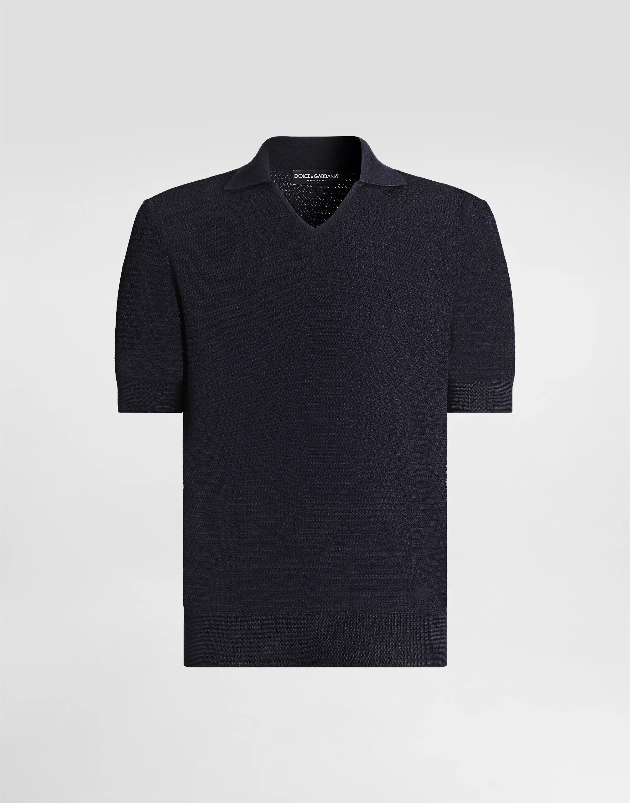 Silk polo shirt with micro-stitch detailing - 1