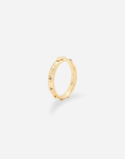 Dolce & Gabbana Love yellow gold rossary band with studs and brushed cross outlook