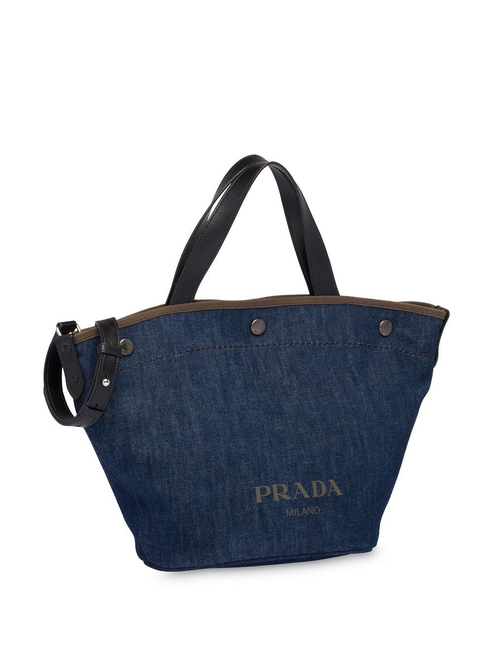 large denim and leather tote bag - 6