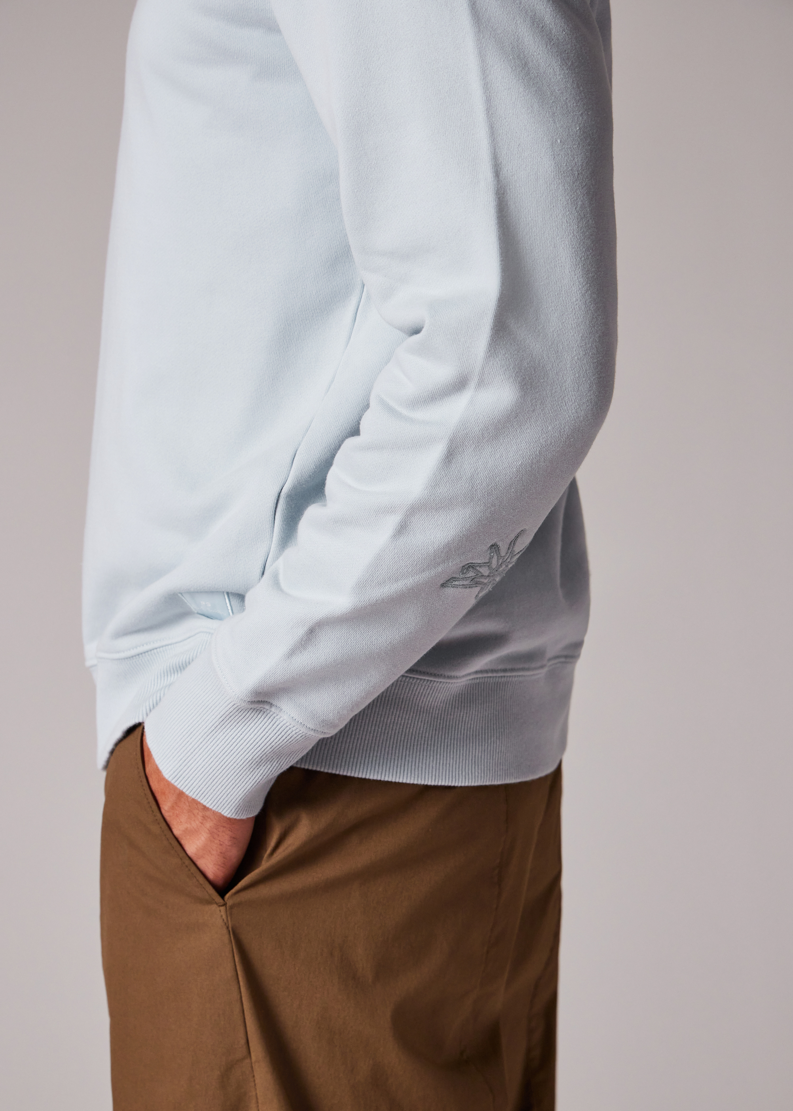 Light Blue Organic Cotton Zip-Neck Sweatshirt - 6