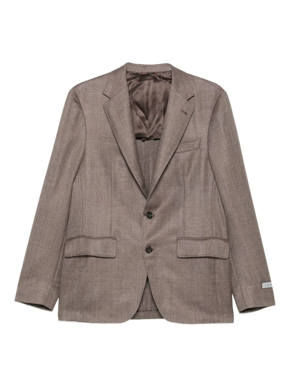 herringbone single-breasted blazer - 1