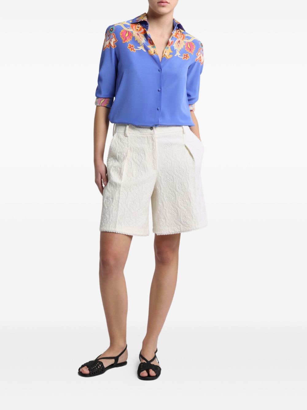 floral-print crepe de Chine shirt - 2