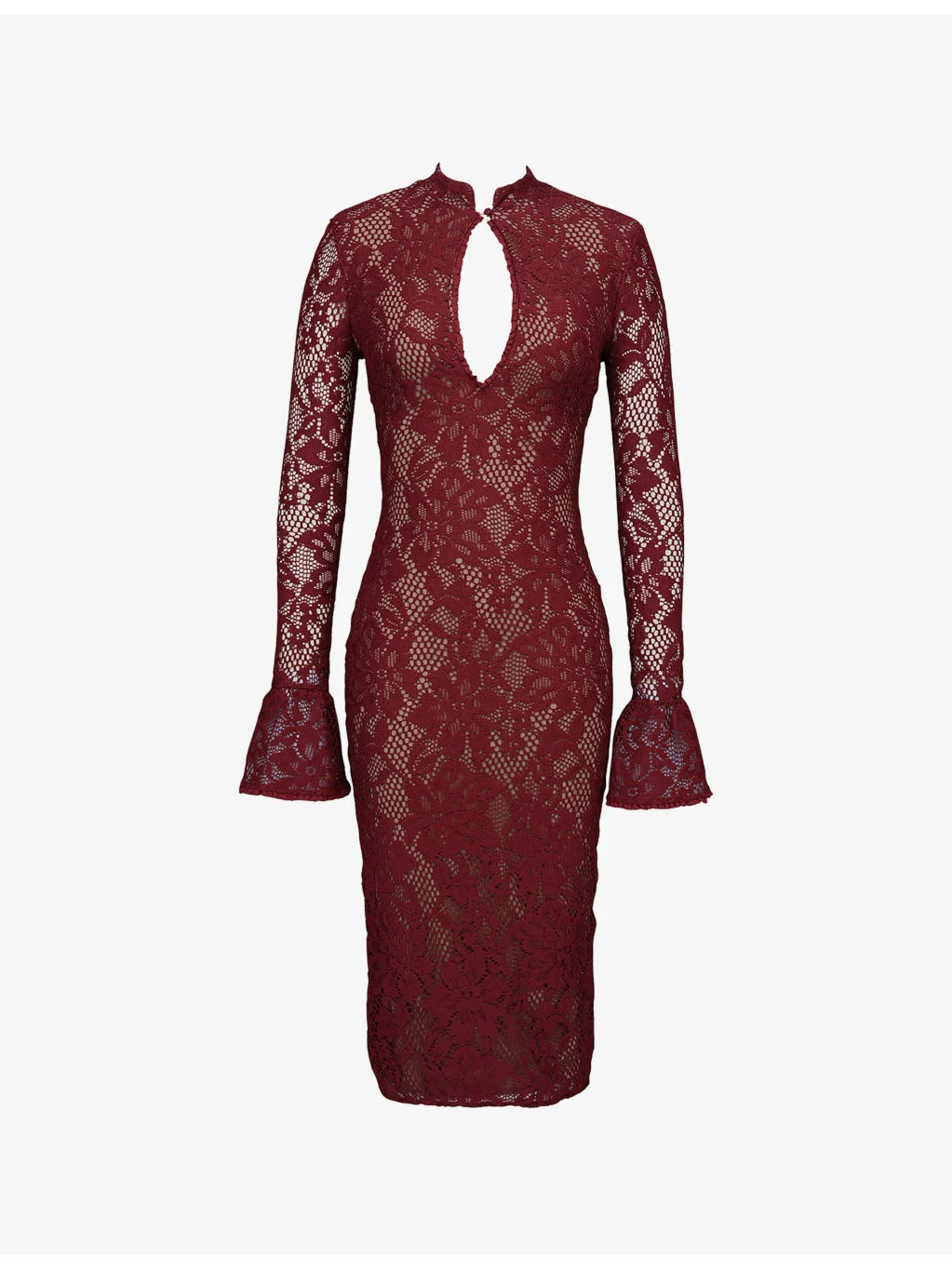 Pierette Keyhole-Neck Stretch-Lace Midi Dress - 1