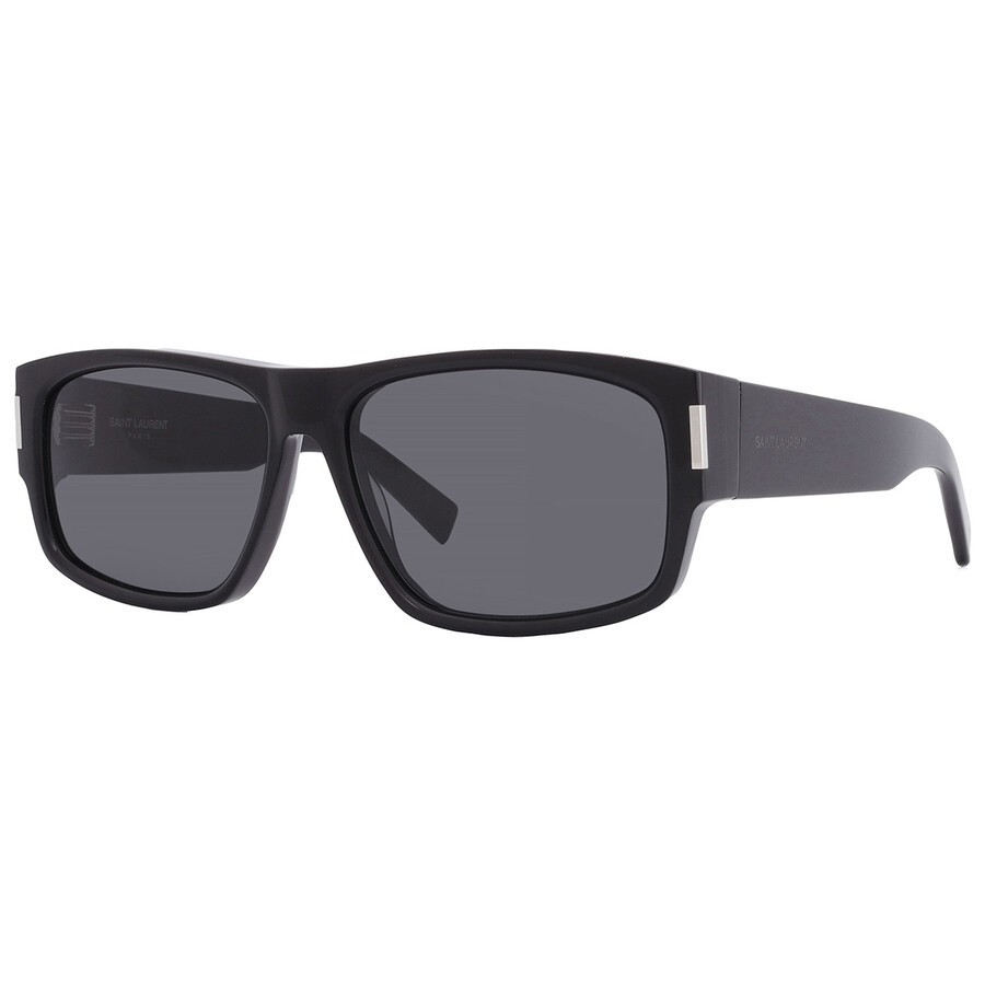 Open Box - Saint Laurent Dark Grey Rectangular Men's Sunglasses SL 689 001 59 - 3