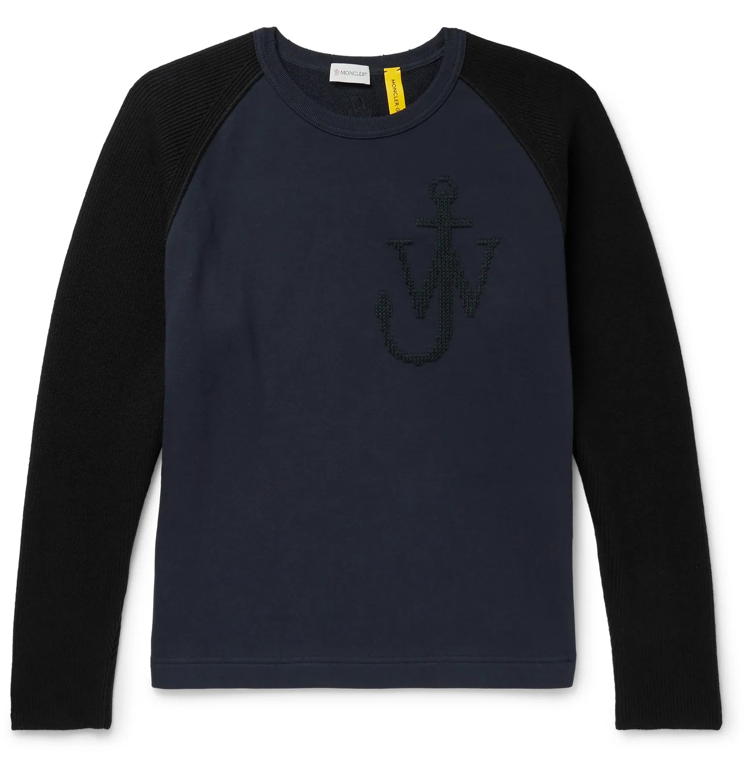 1 Moncler JW Anderson Logo-Embroidered Virgin Wool and Loopback Cotton-Jersey Sweatshirt - 1