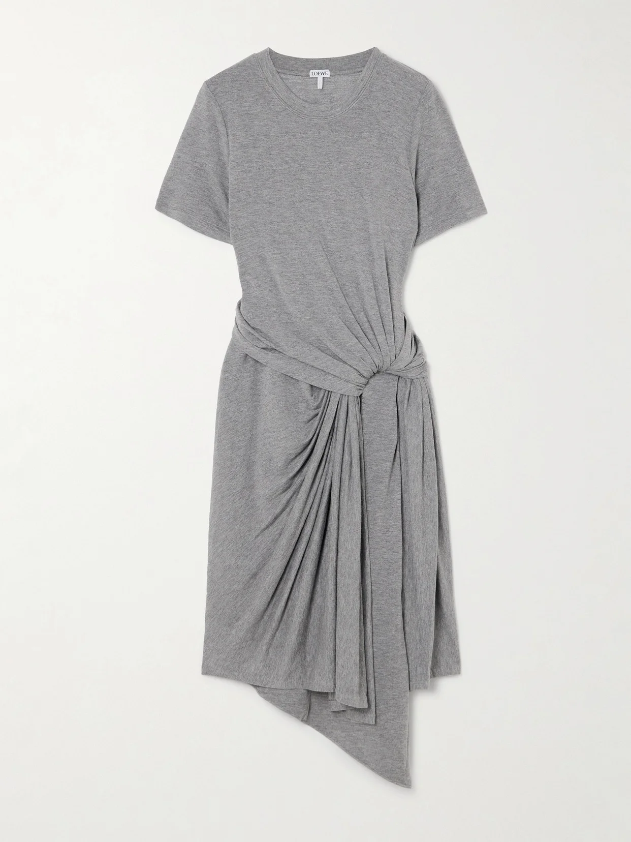 Asymmetric Knotted Jersey Midi Dress - 1