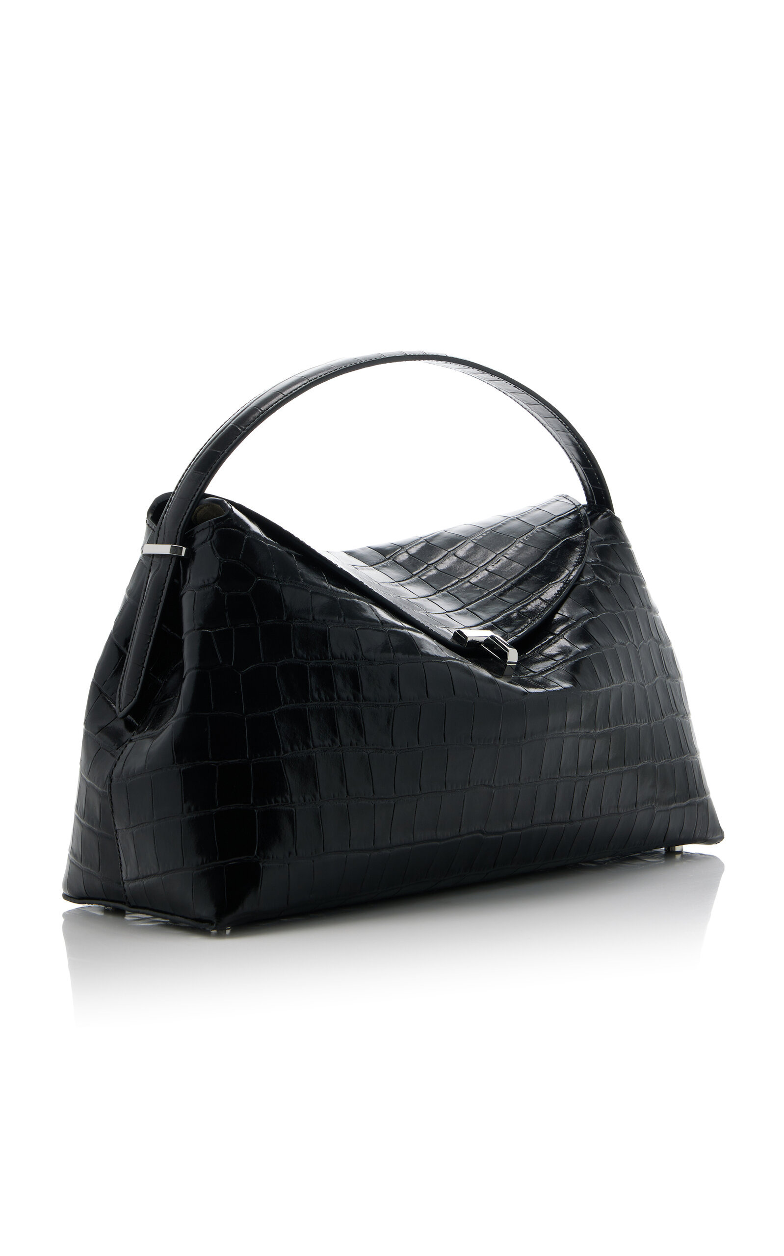 T-Lock Croc-Effect Leather Top Handle Bag black - 3