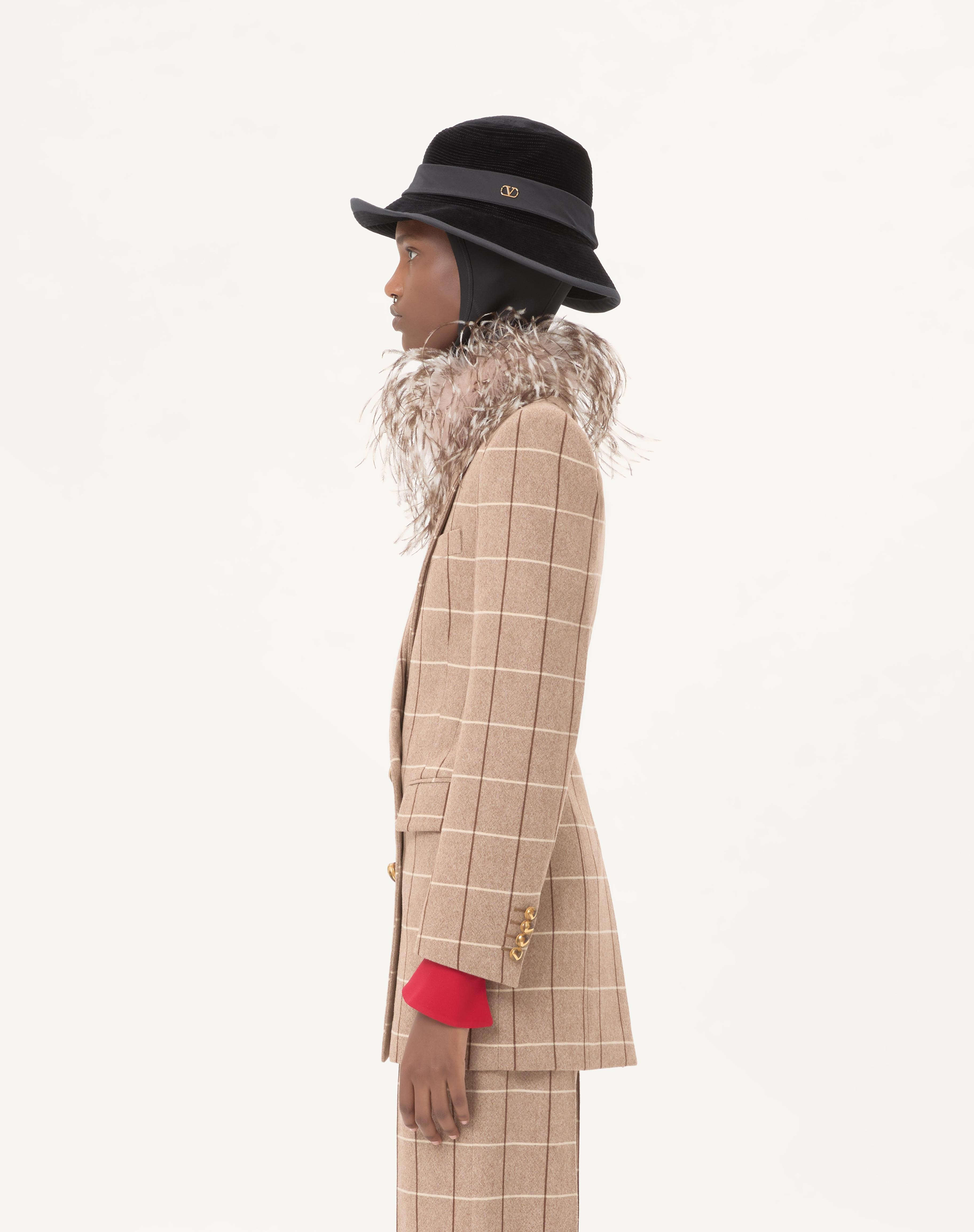 DOUBLE-BREASTED WOOL BLAZER WITH WINDOWPANE PATTERN - 5