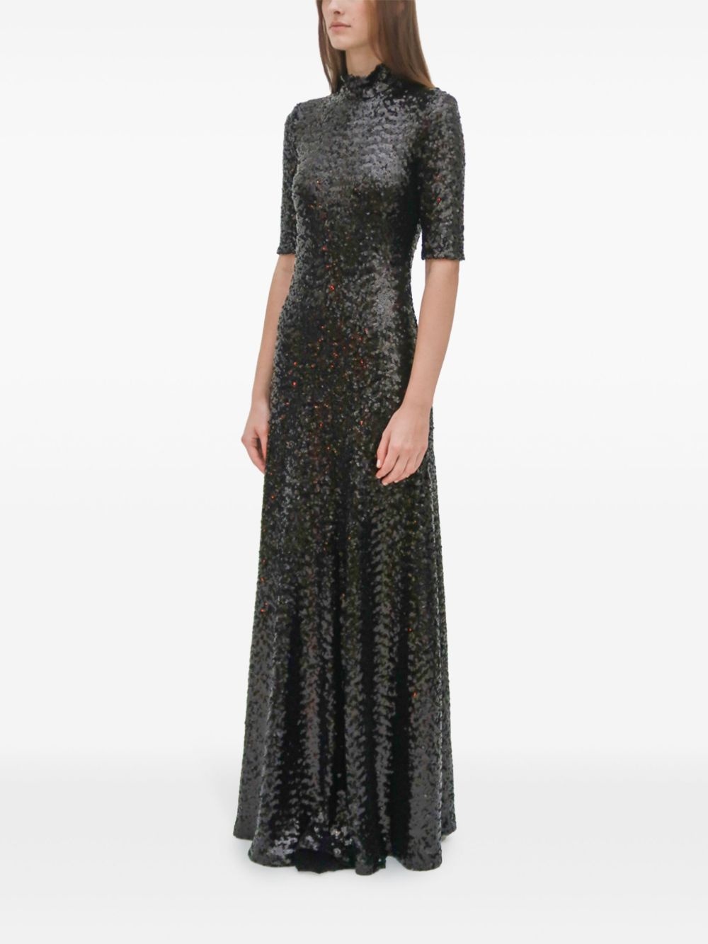 zip-up turtleneck gown - 5