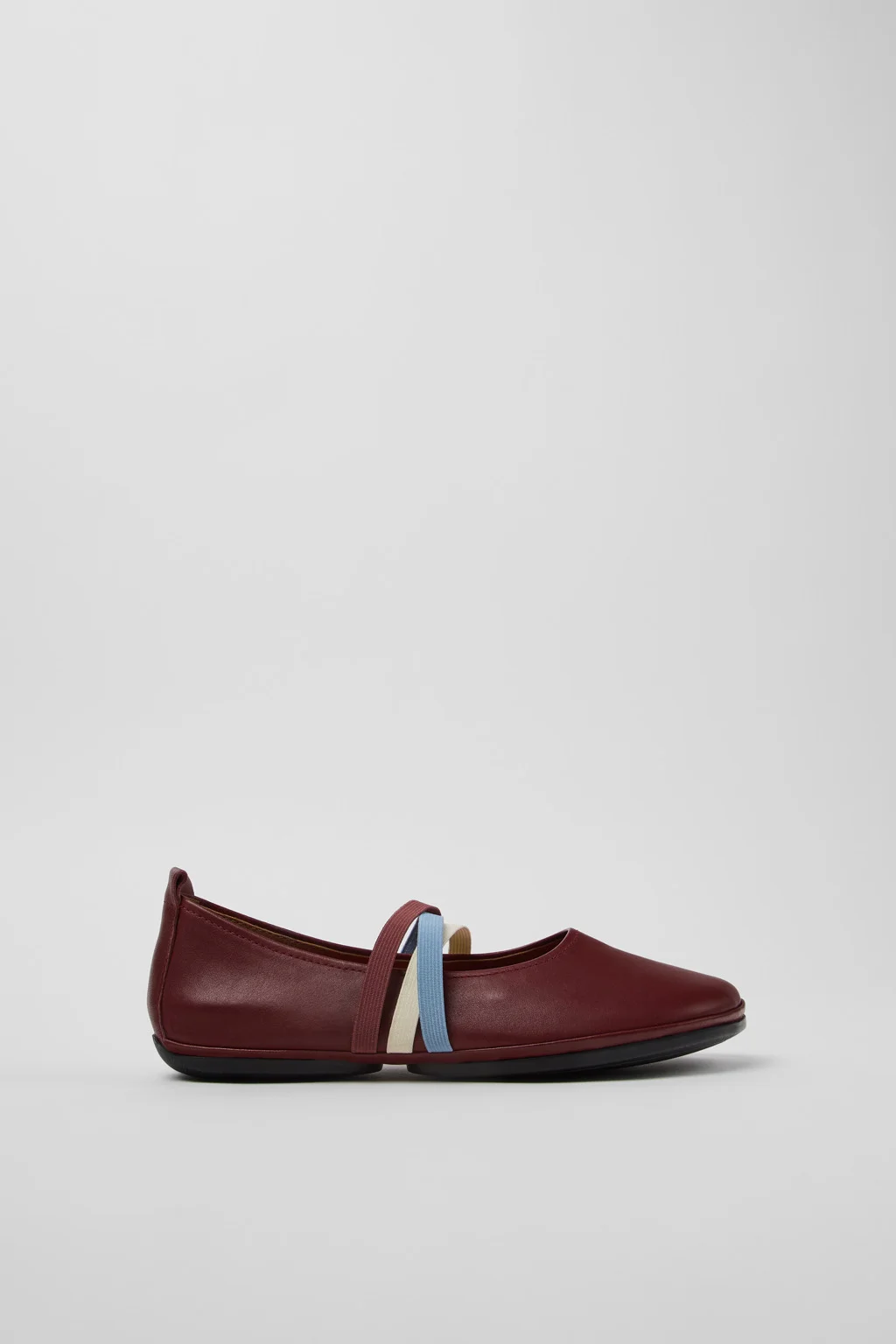 Twins Burgundy Leather Ballerinas for Women. - 1