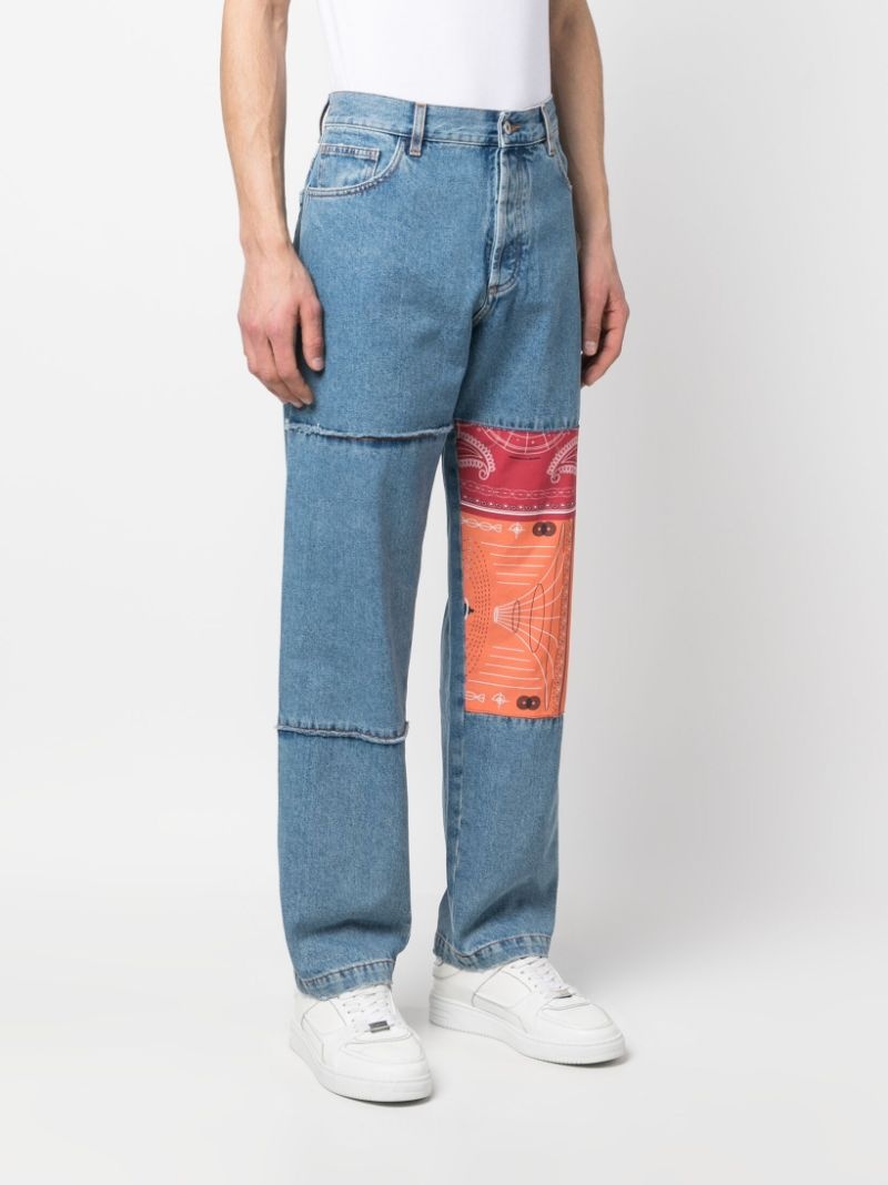 patchwork-detailing straight-leg jeans - 3