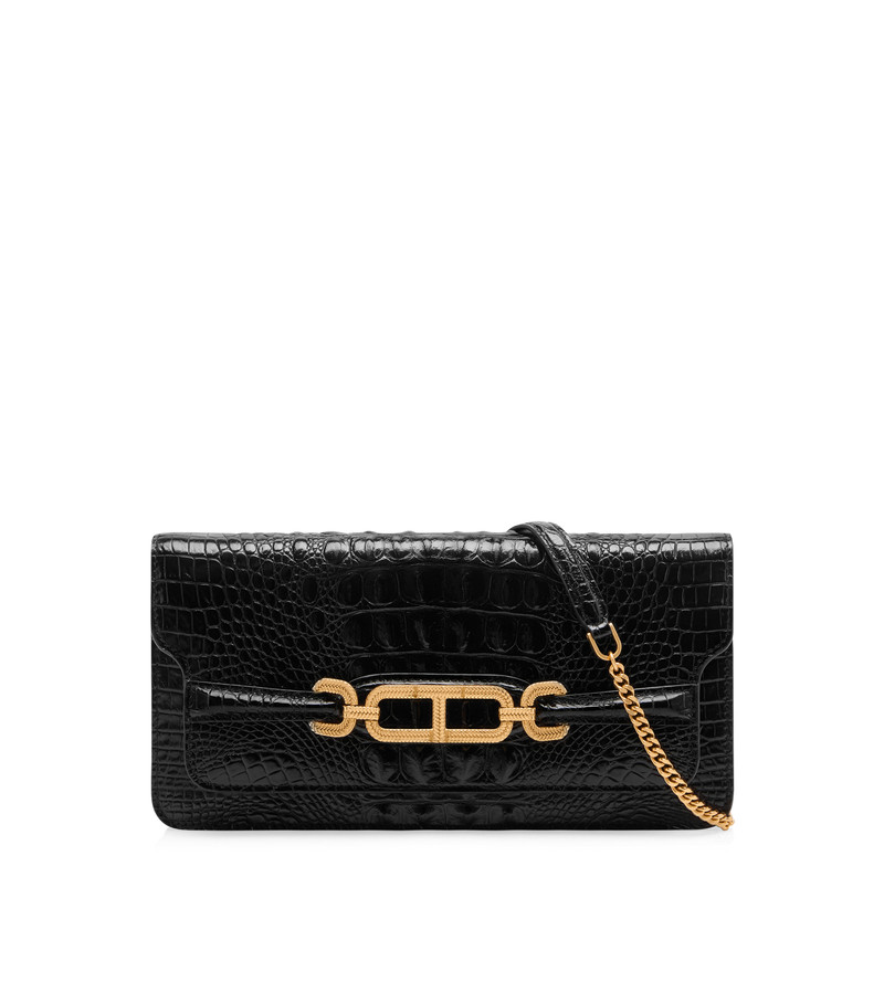 EMBOSSED CROC LEATHER WHITNEY E/W SHOULDER BAG 1