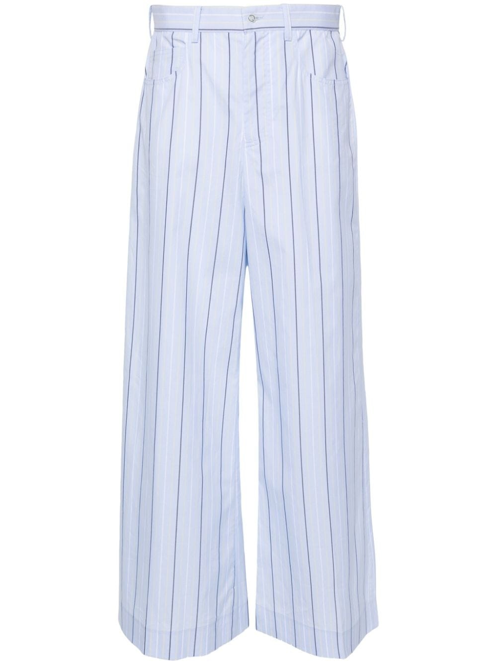 poplin striped wide trousers - 1
