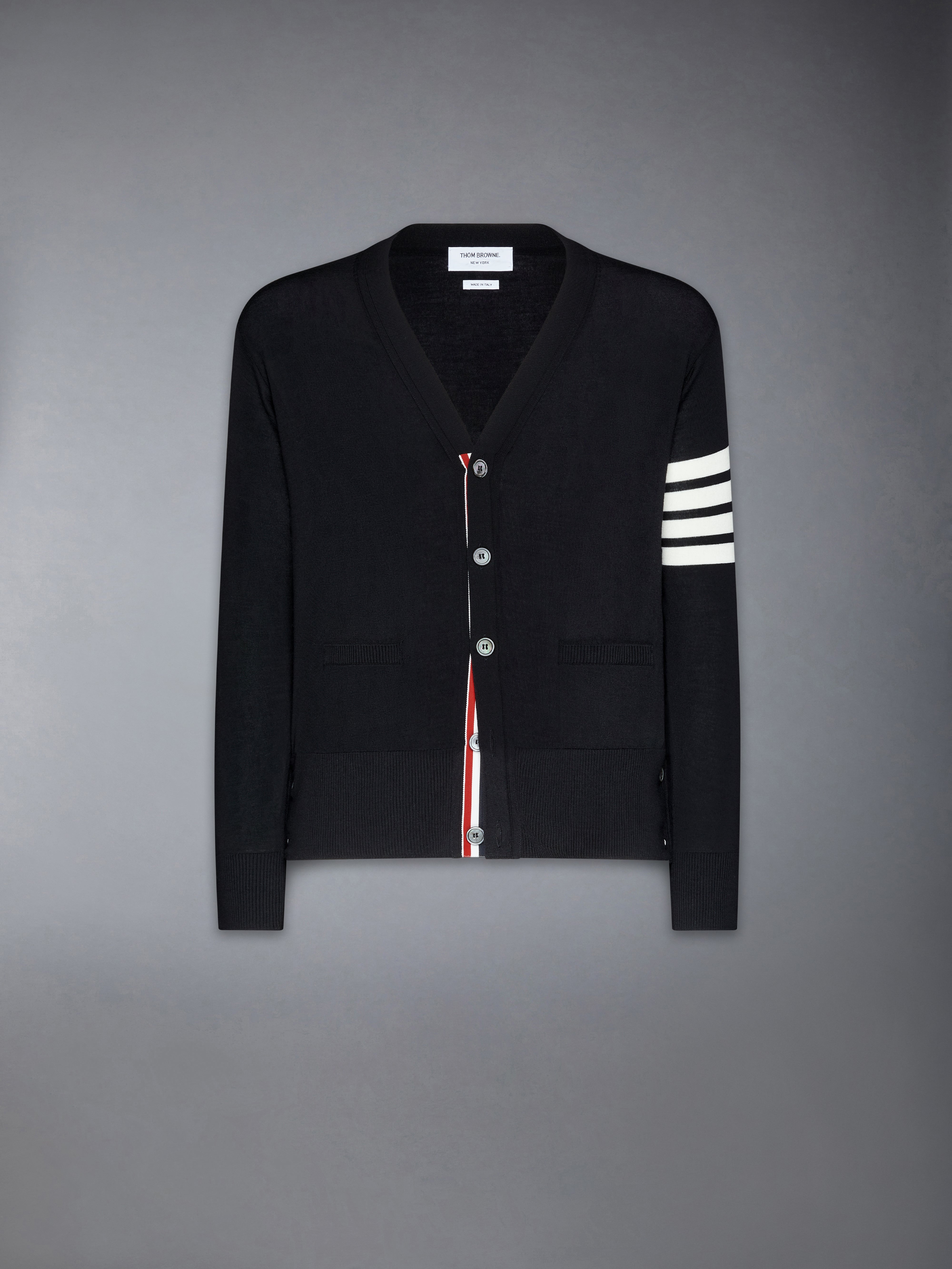 WOOL CLASSIC 4-BAR V-NECK CARDIGAN - 8