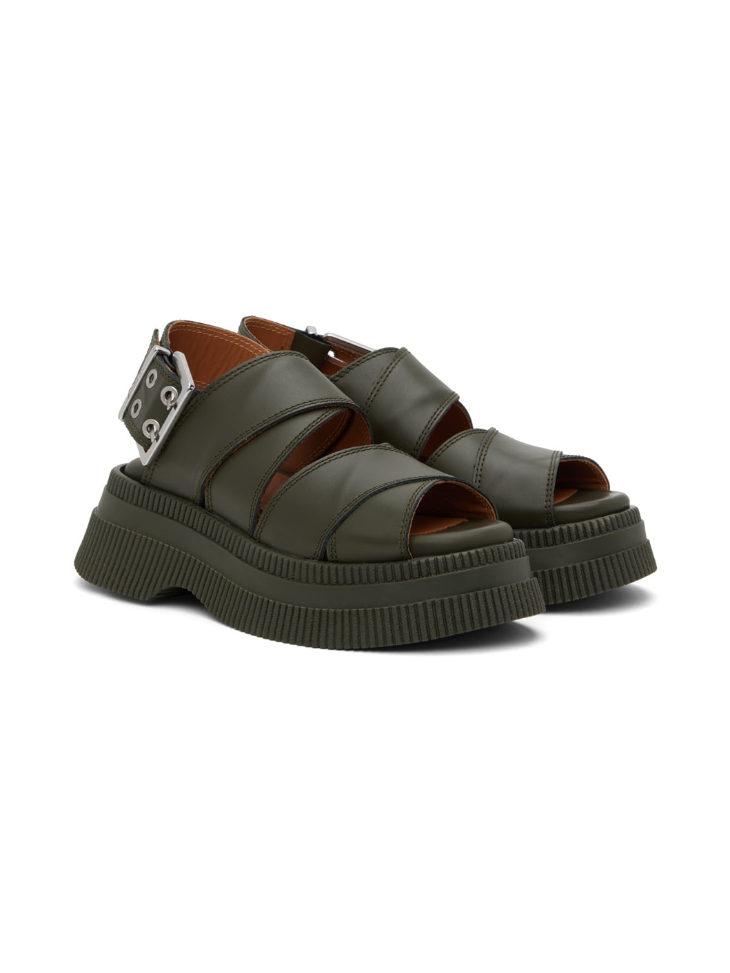 Khaki Platform Sandals - 4