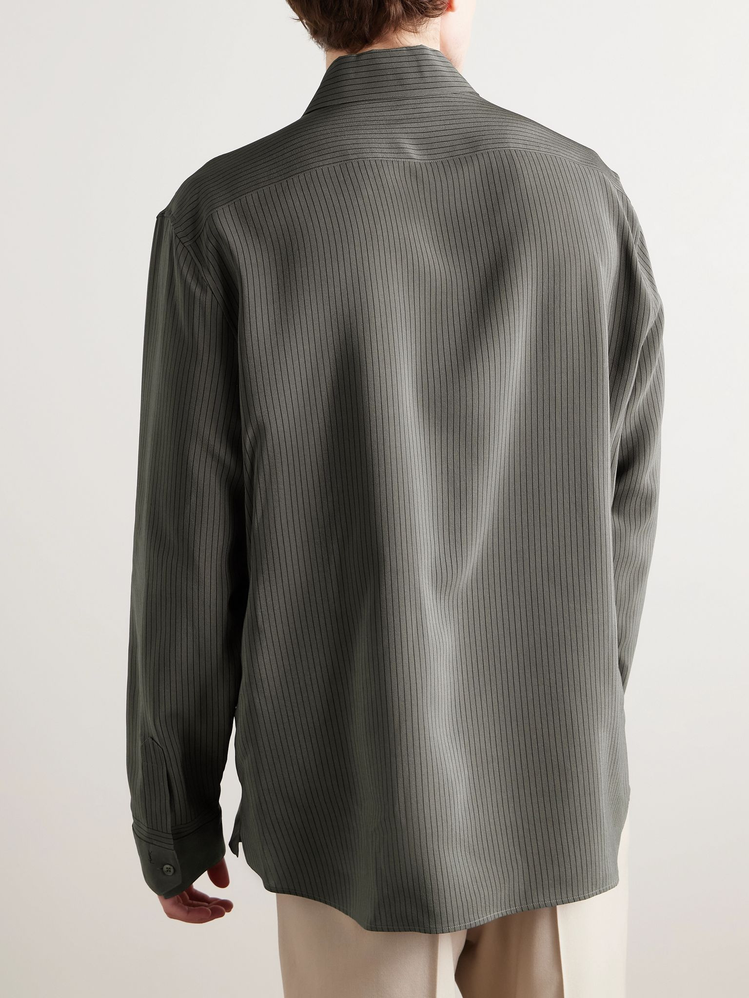 Striped Silk Shirt Anthracite - 3