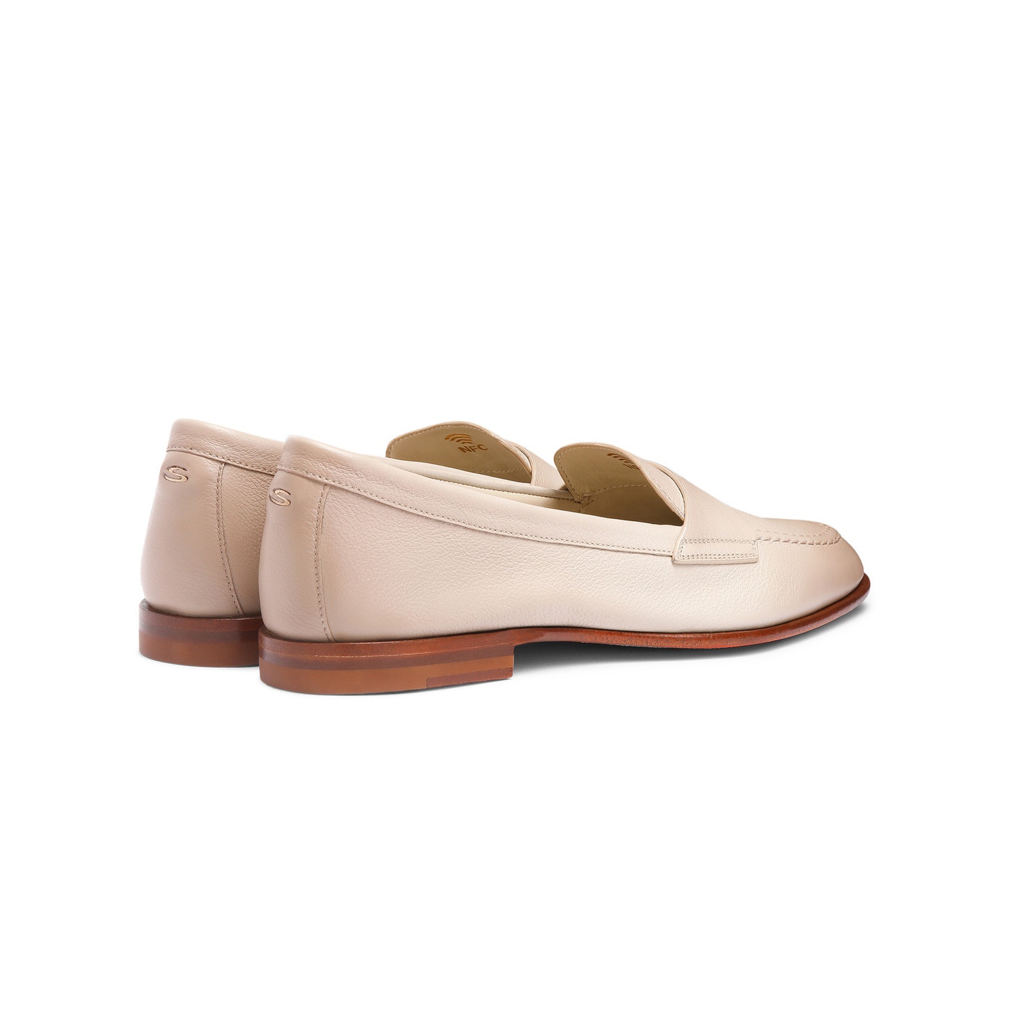 Women's beige leather penny loafer - 4