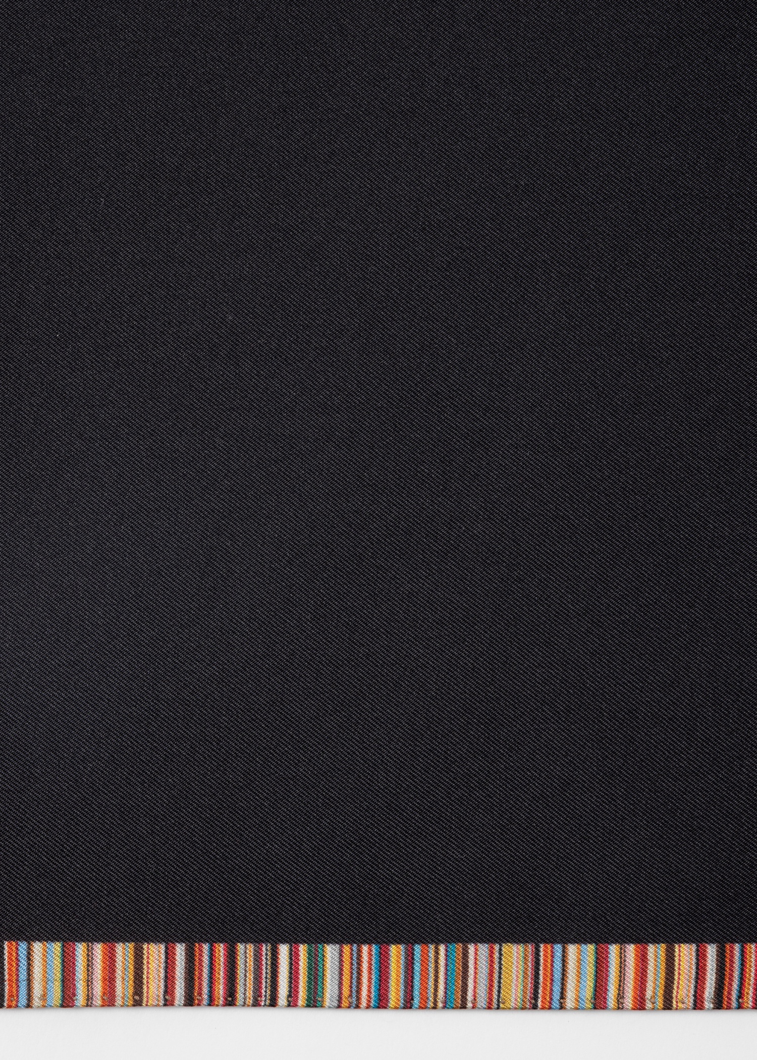 Black 'Signature Stripe' Silk Pocket Square - 4