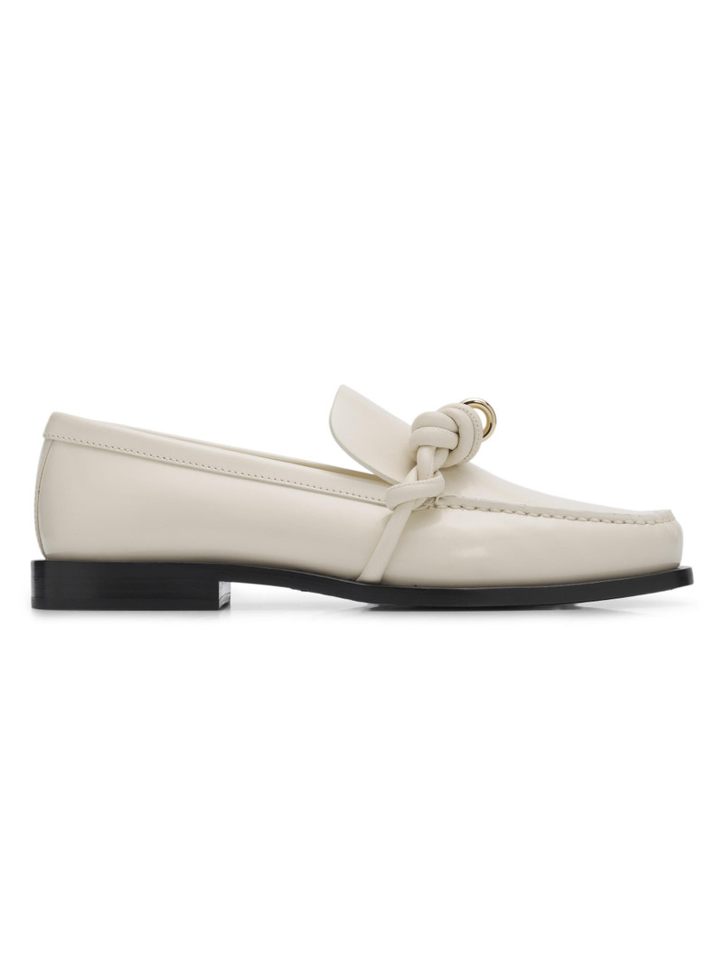 Women's Braided-Design Leather Loafers - Eggshell 1