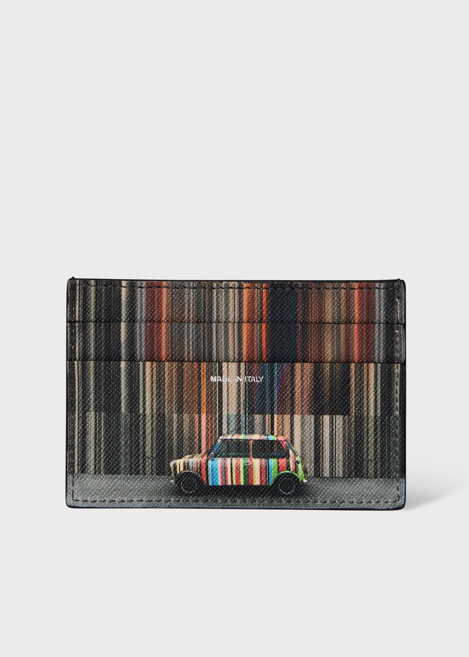Black 'Mini' Print Leather Card Holder - 2