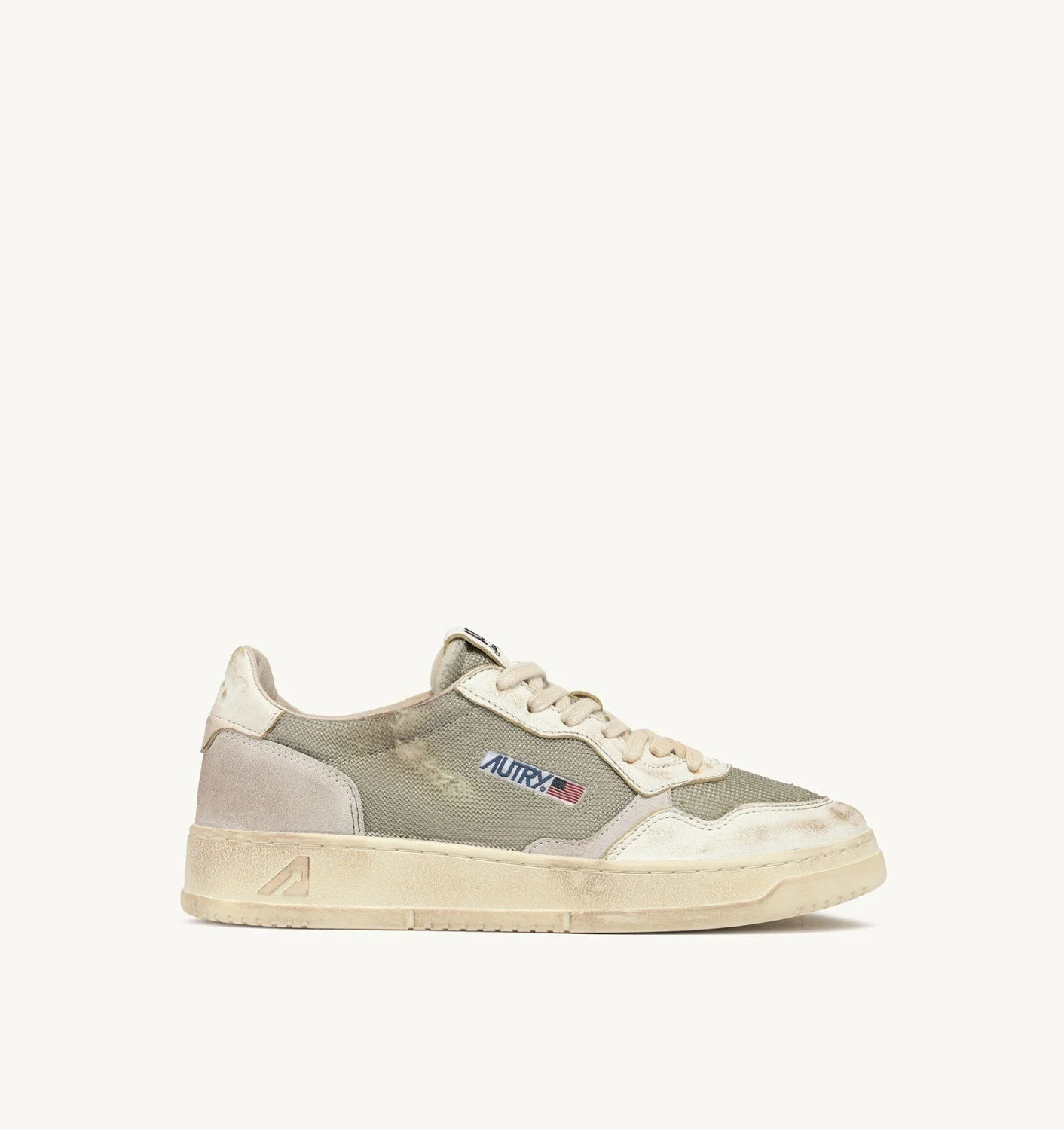 MEDALIST LOW SUPER VINTAGE SNEAKERS IN MILITARY AND WHITE LEATHER AND MESH - 1