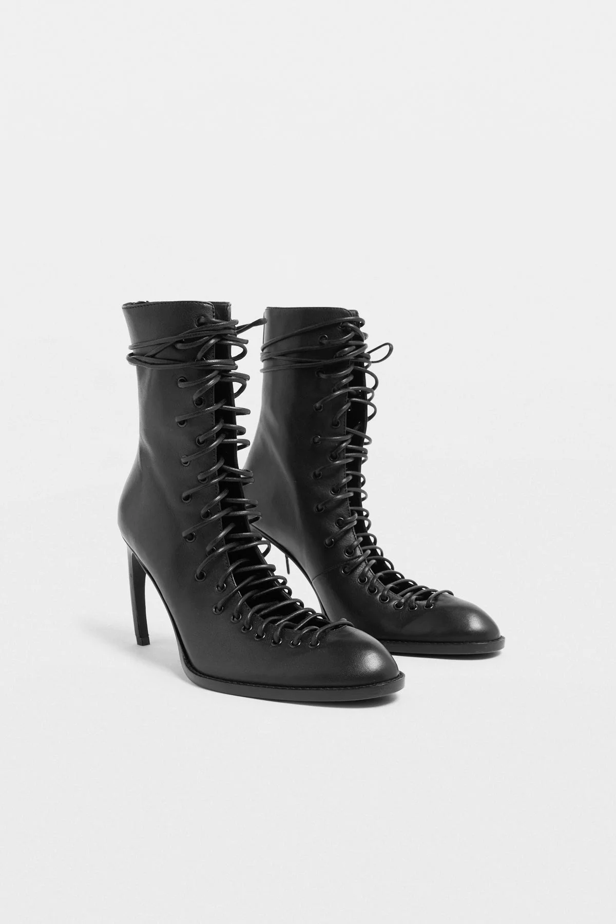 Lora Ankle Lace-Up Rose Thorn Heel Boots - 1