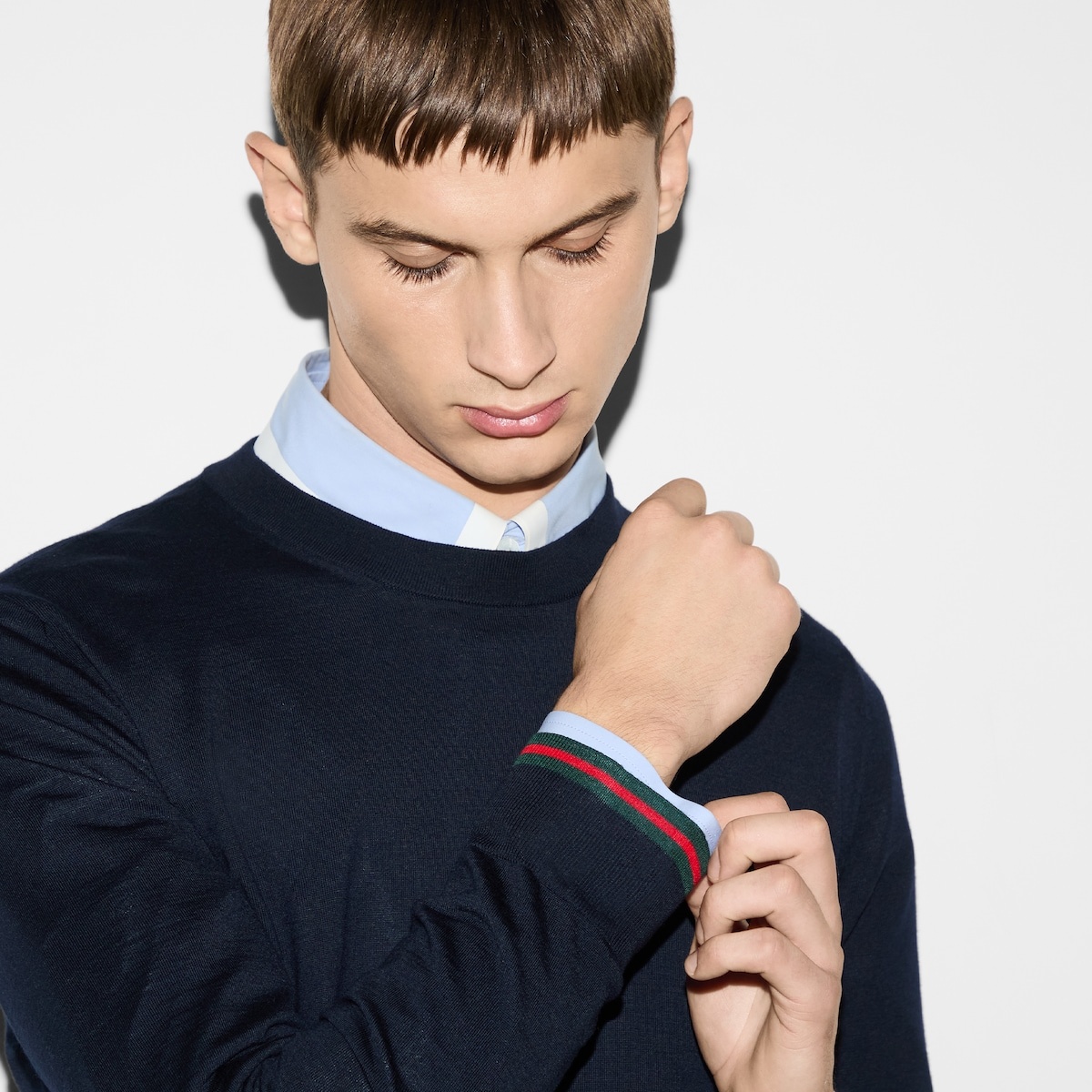 Wool knit sweater with Web - 5