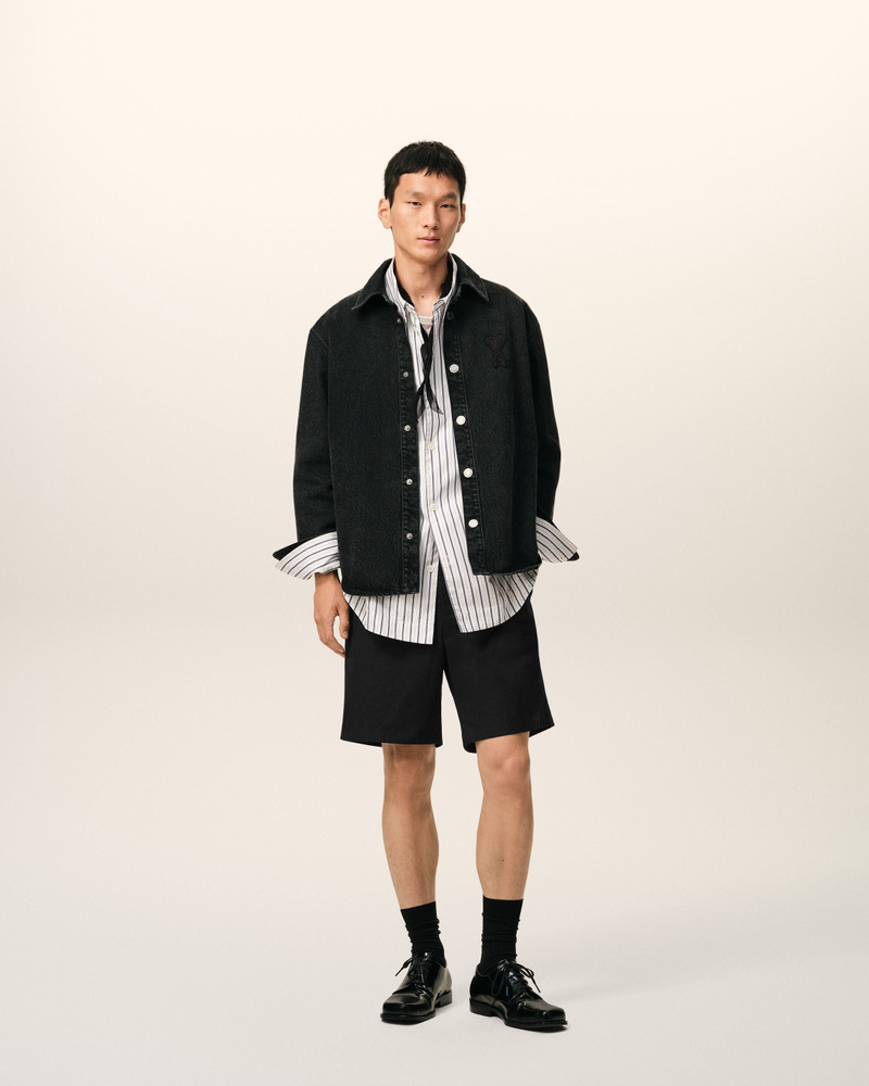 AMI Paris BLACK COTTON ELASTICATED WAIST AMI DE COEUR SHORTS outlook