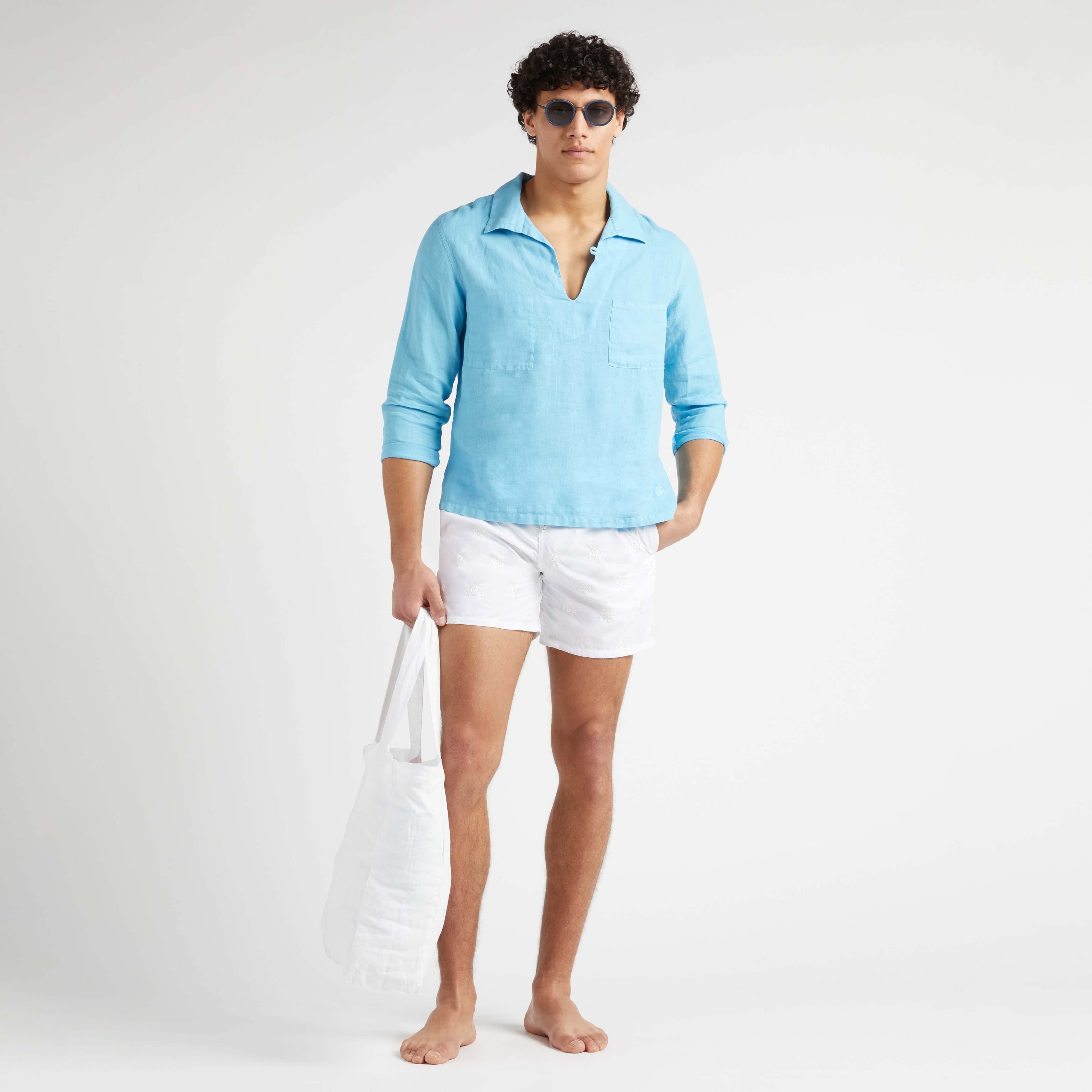 Men Swim Trunks Embroidered Micro Ronde des Tortues Diagonale - Limited Edition - 5
