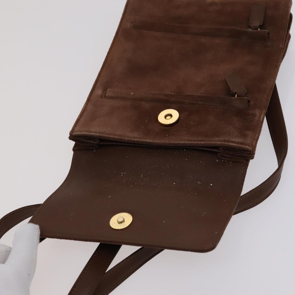 GUCCI Horsebit Backpack Suede Brown Gold - 9