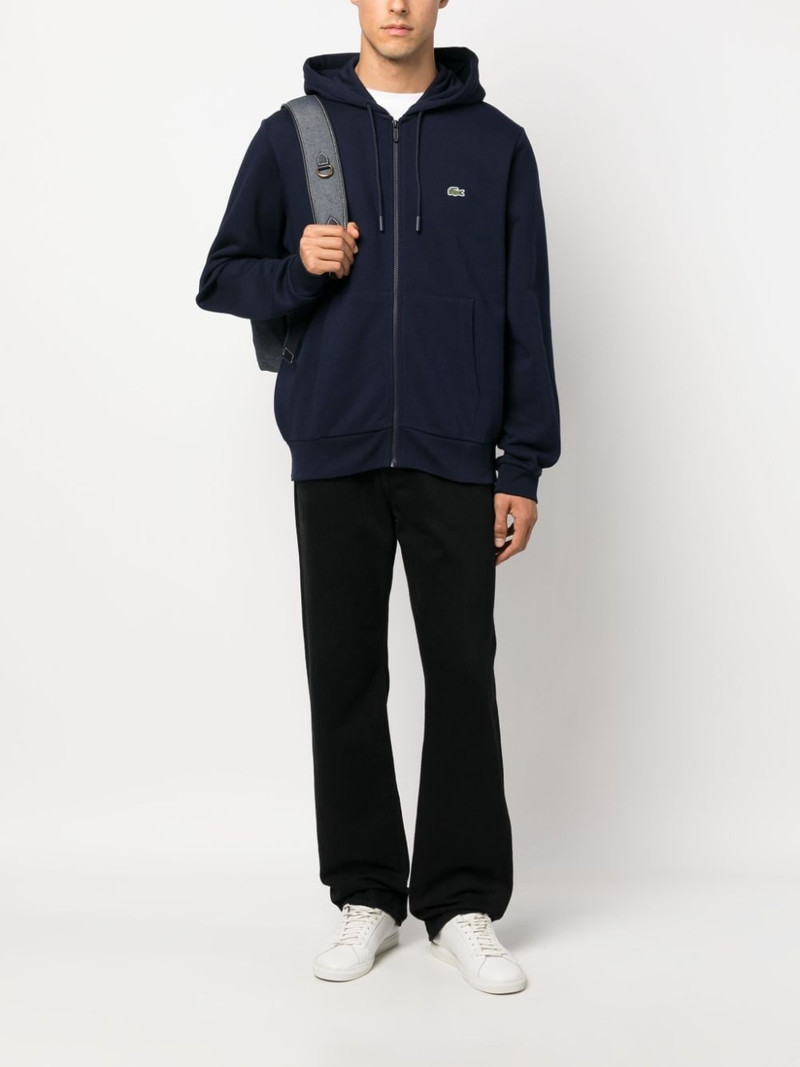LACOSTE logo-embroidered zip-up hoodie outlook