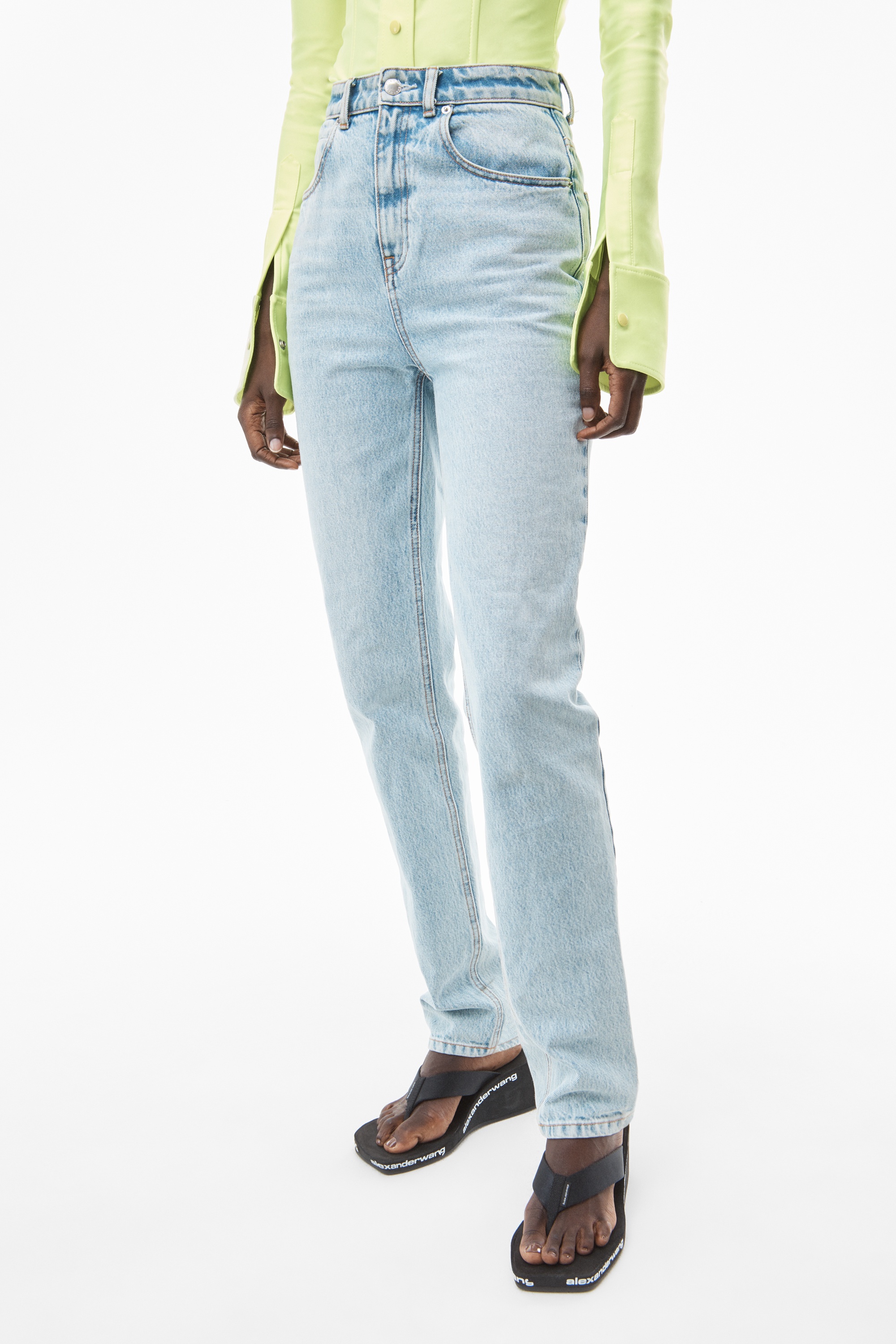 SLIM STACKED JEAN IN PEBBLE BLEACH DENIM - 3